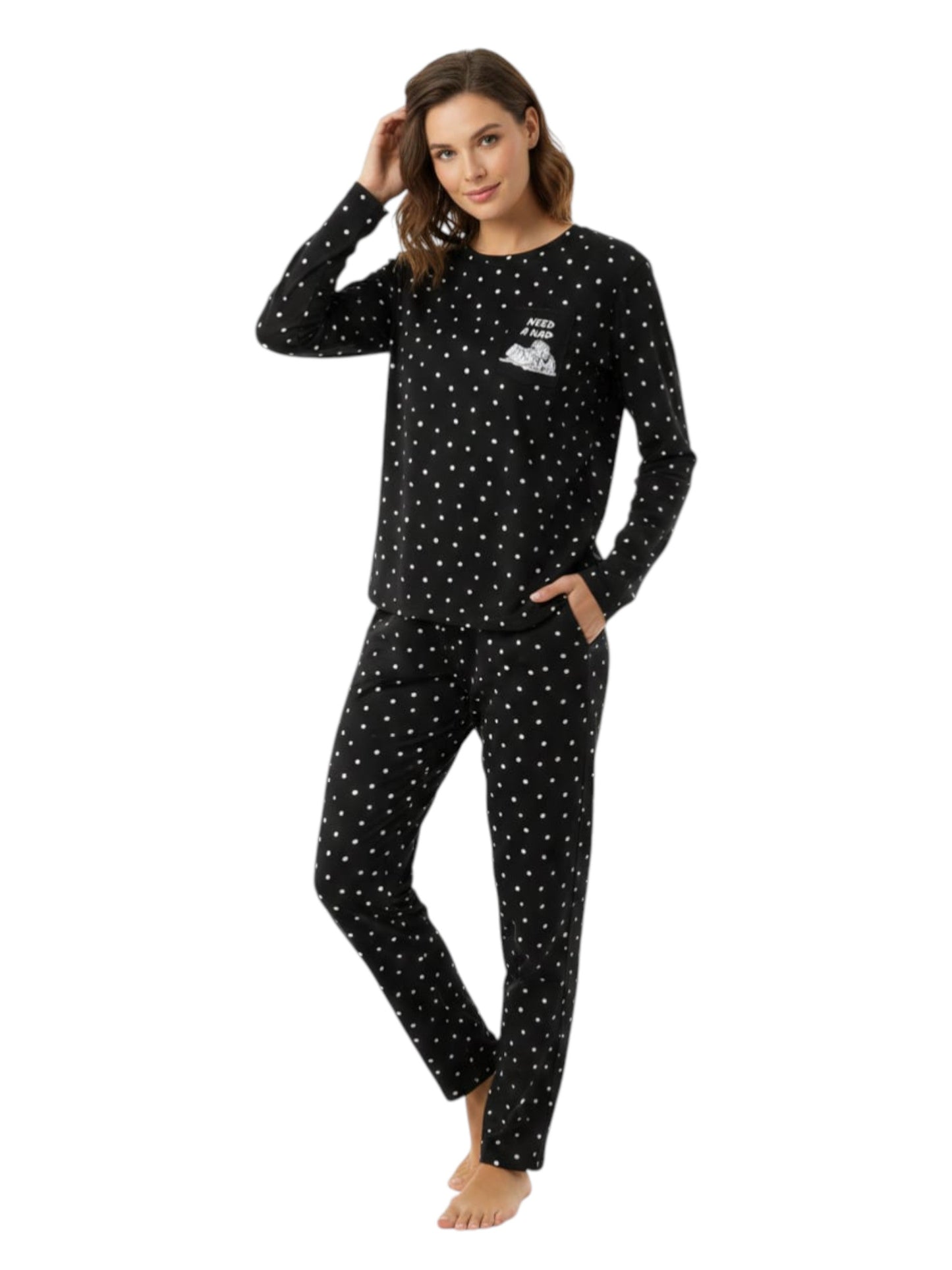 Women's Printed Sleepwear Top,Black