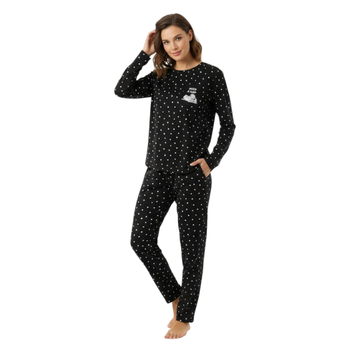 Women's Printed Sleepwear Top,Black