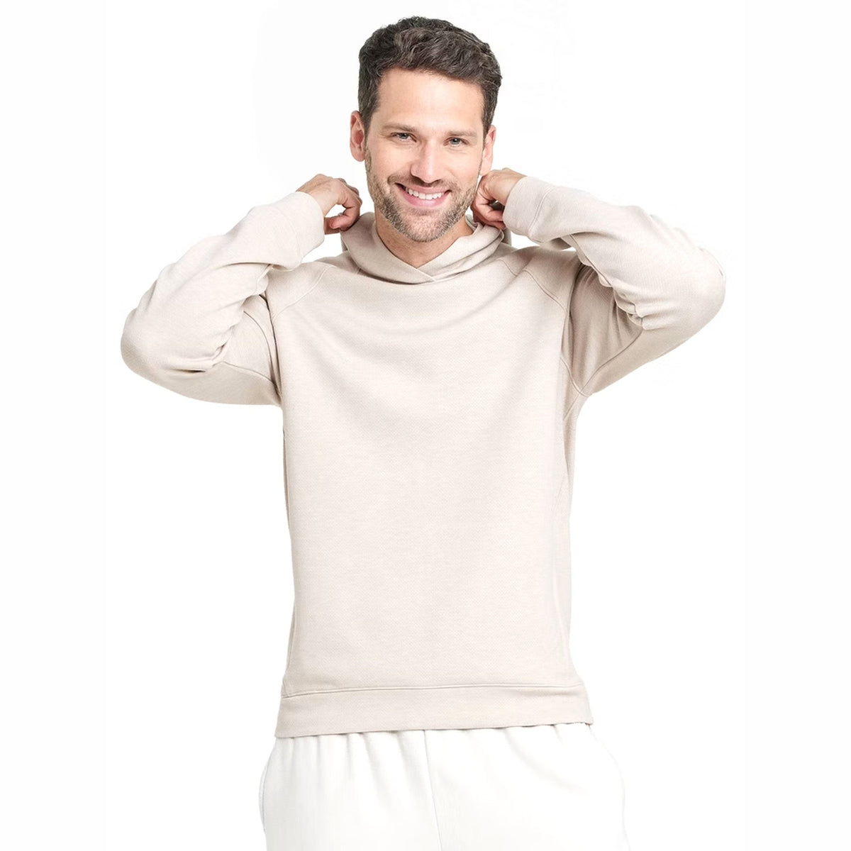 Men's Plain Solid Hoodie,Light Beige
