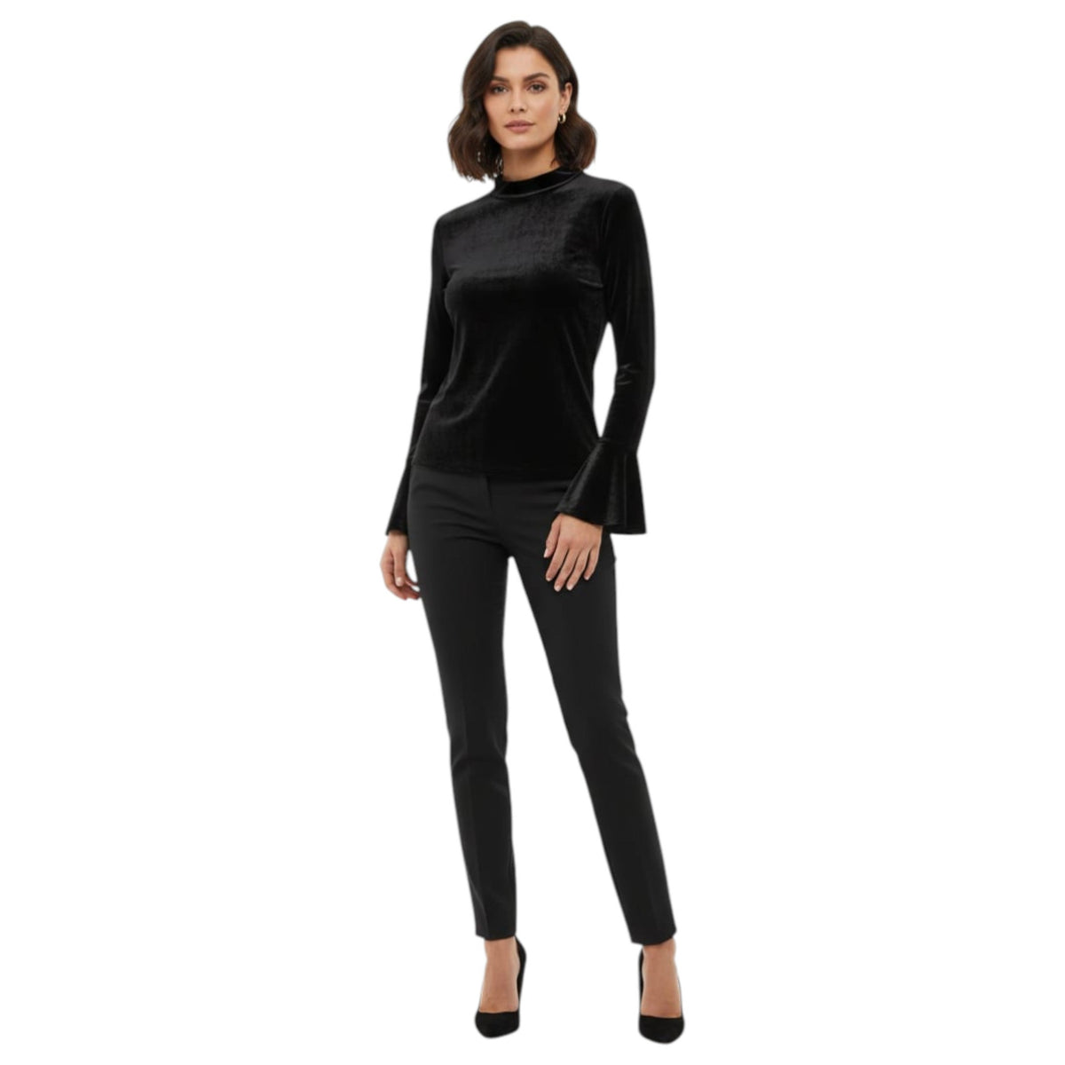 Women's Plain Velvet Top Open Back,Black