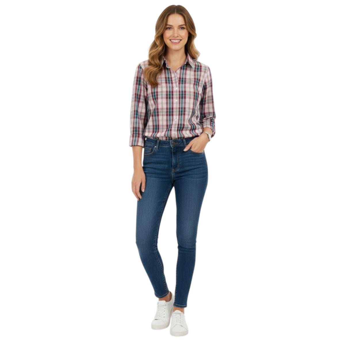 Women's Plaid Chemise,Multi