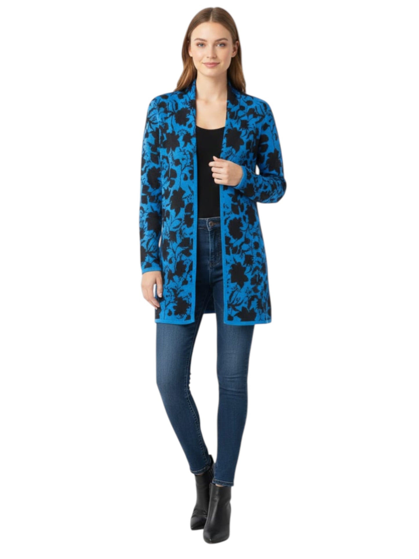 Women's Printed Cardigan,Blue/Black