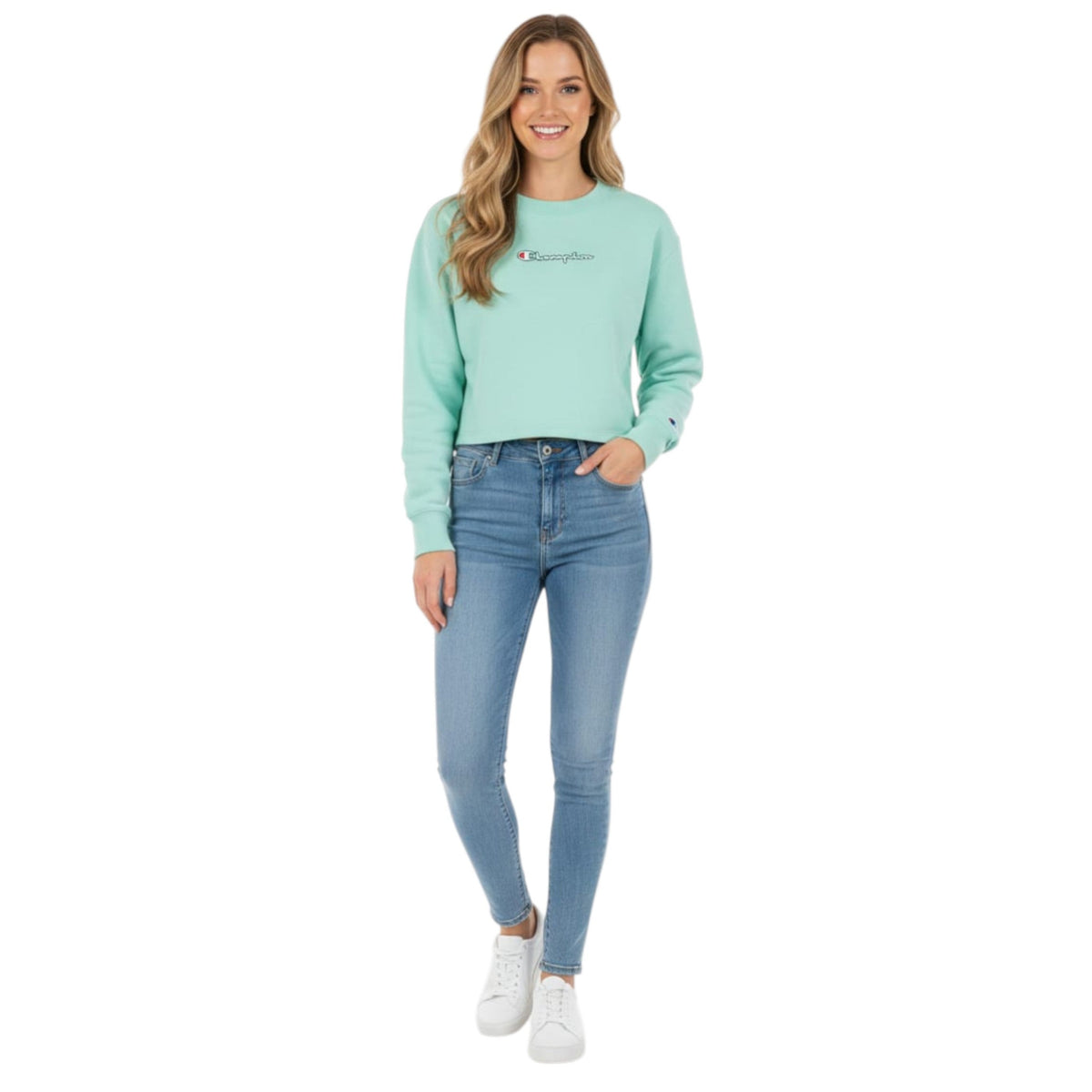 Women's Brand Logo Printed Sweaters,Light Turquoise