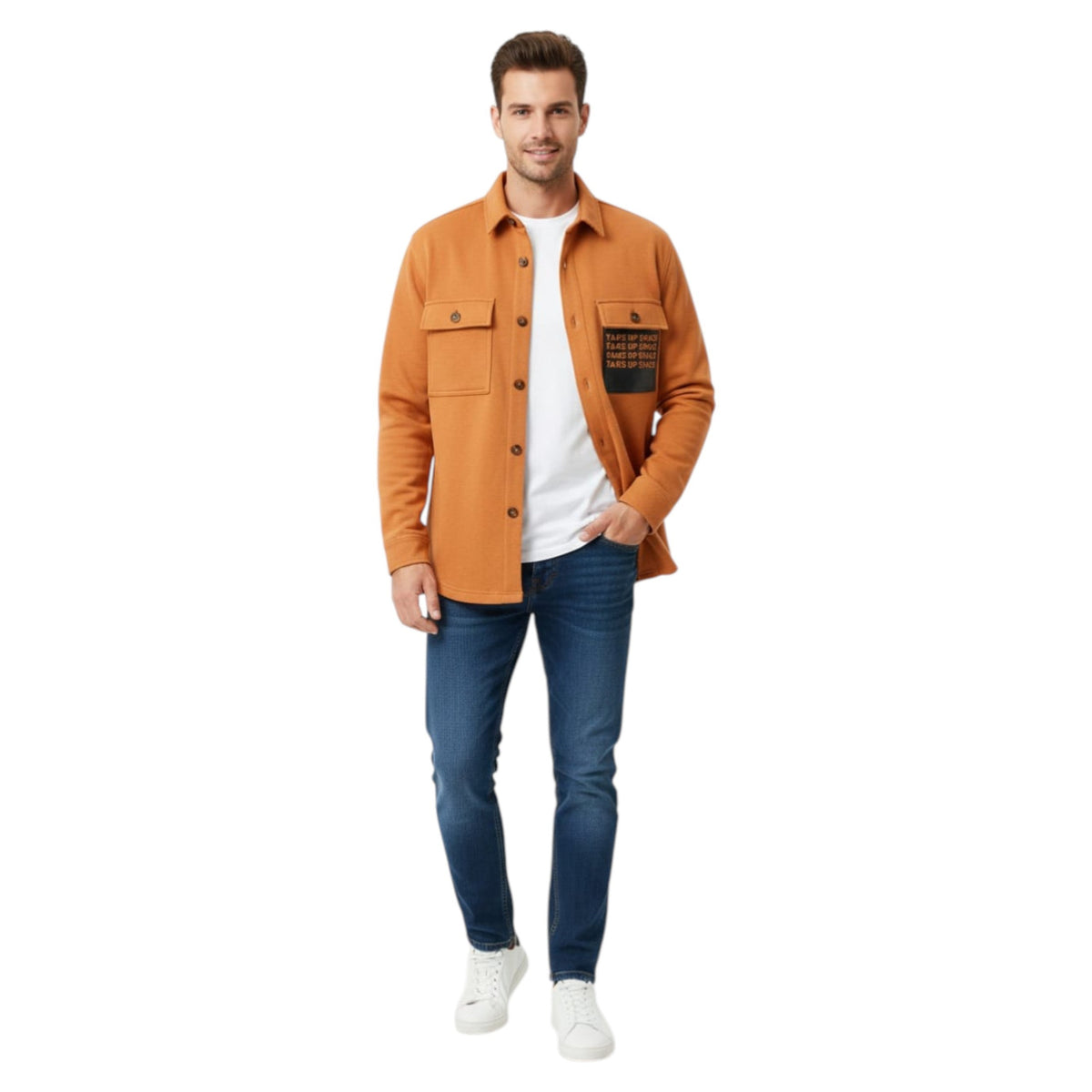 Men's Printed Dress Shirt,Orange