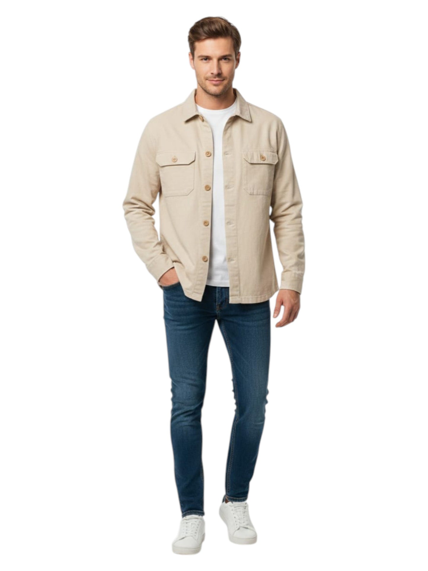 Men's Palin Solid Dress Shirt,Beige