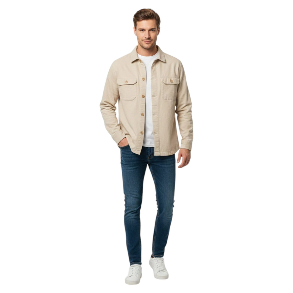 Men's Palin Solid Dress Shirt,Beige