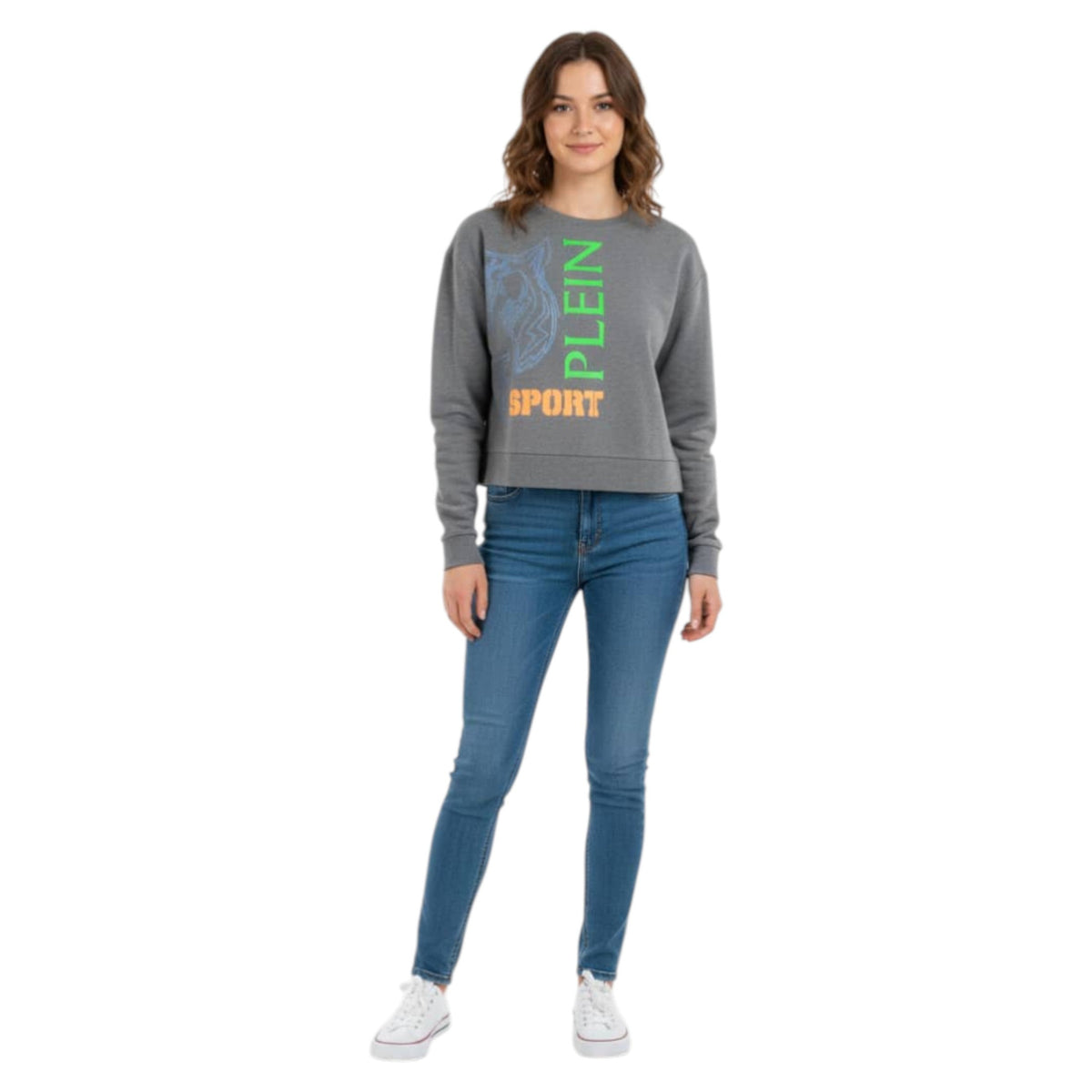 Women's Brand Logo Printed Top,Grey