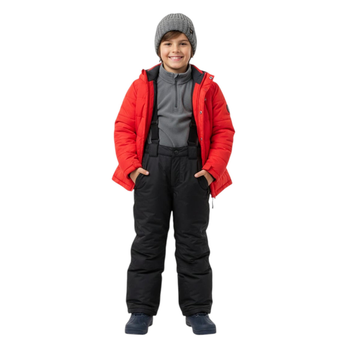 Kids Boy's Plain Solid Ski Pant,Black