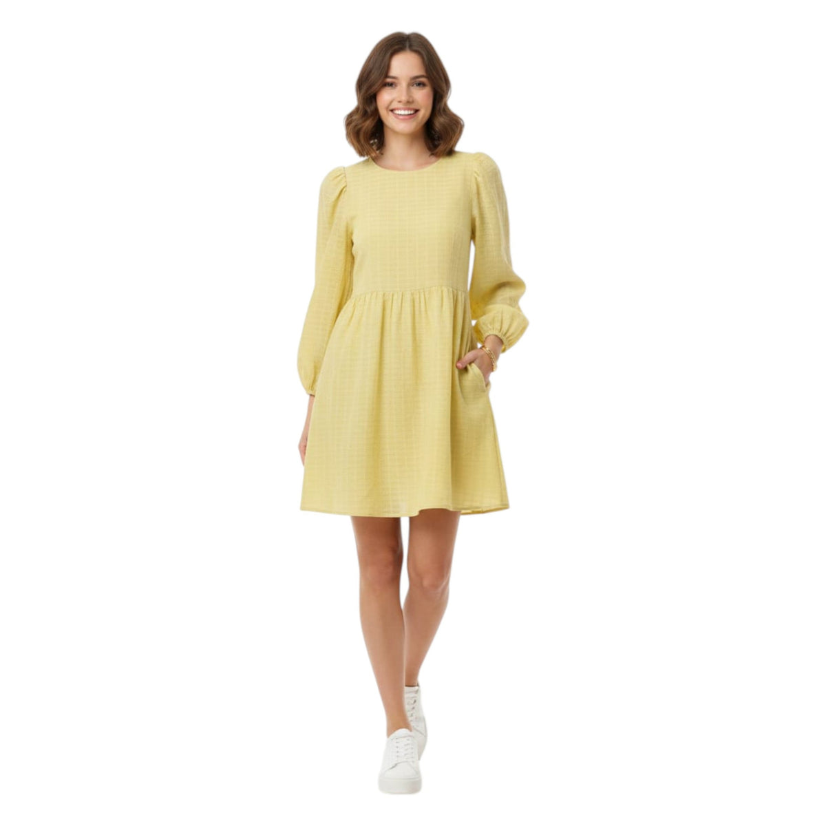 Women's Plain Solid Dress Open Back,Yellow