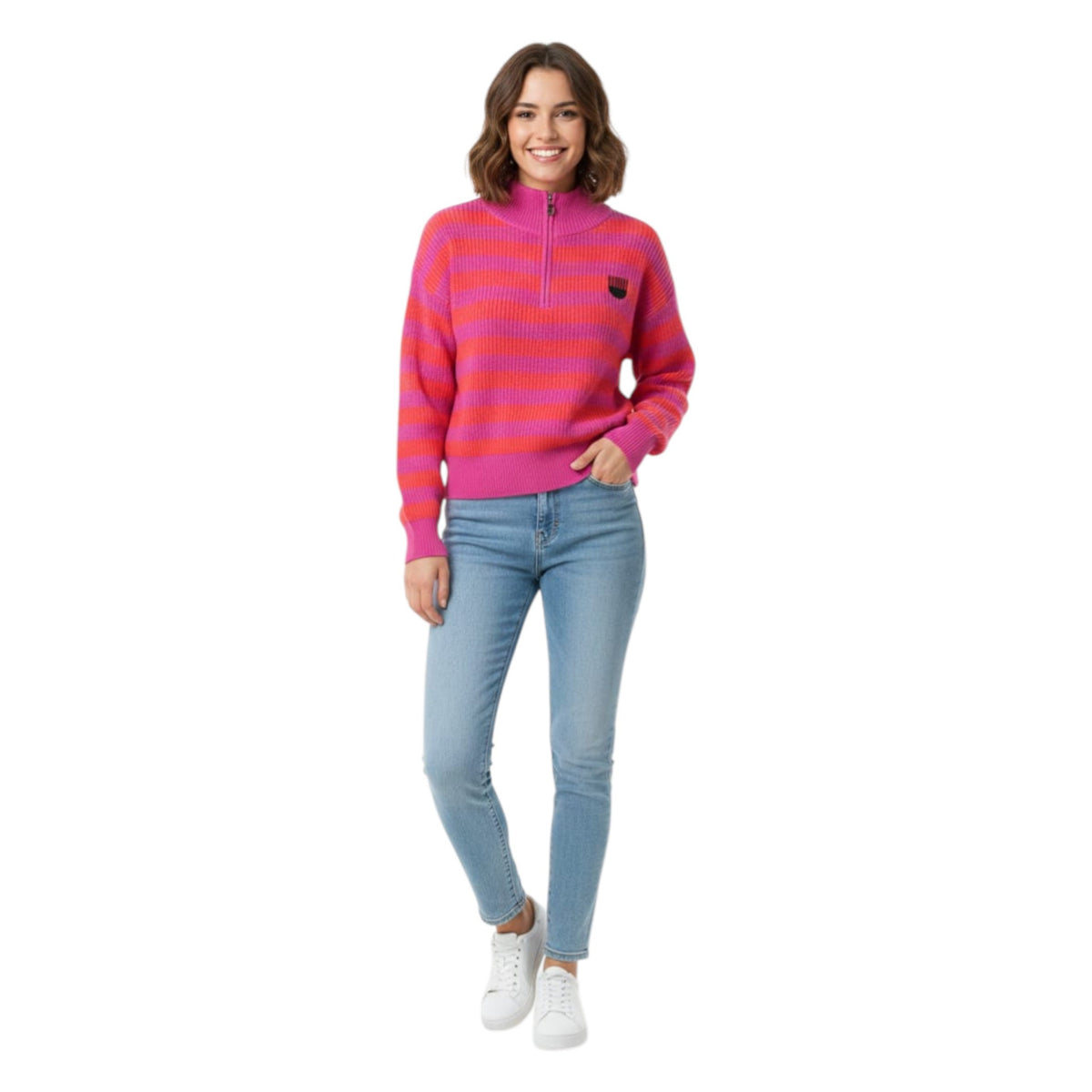 Women's Knitted Sweaters,Pink/Orange
