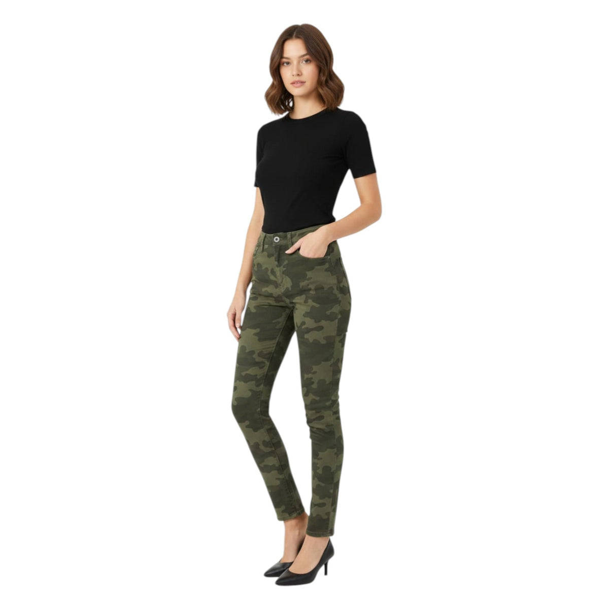 Women's Camo Printed Jeans,Olive