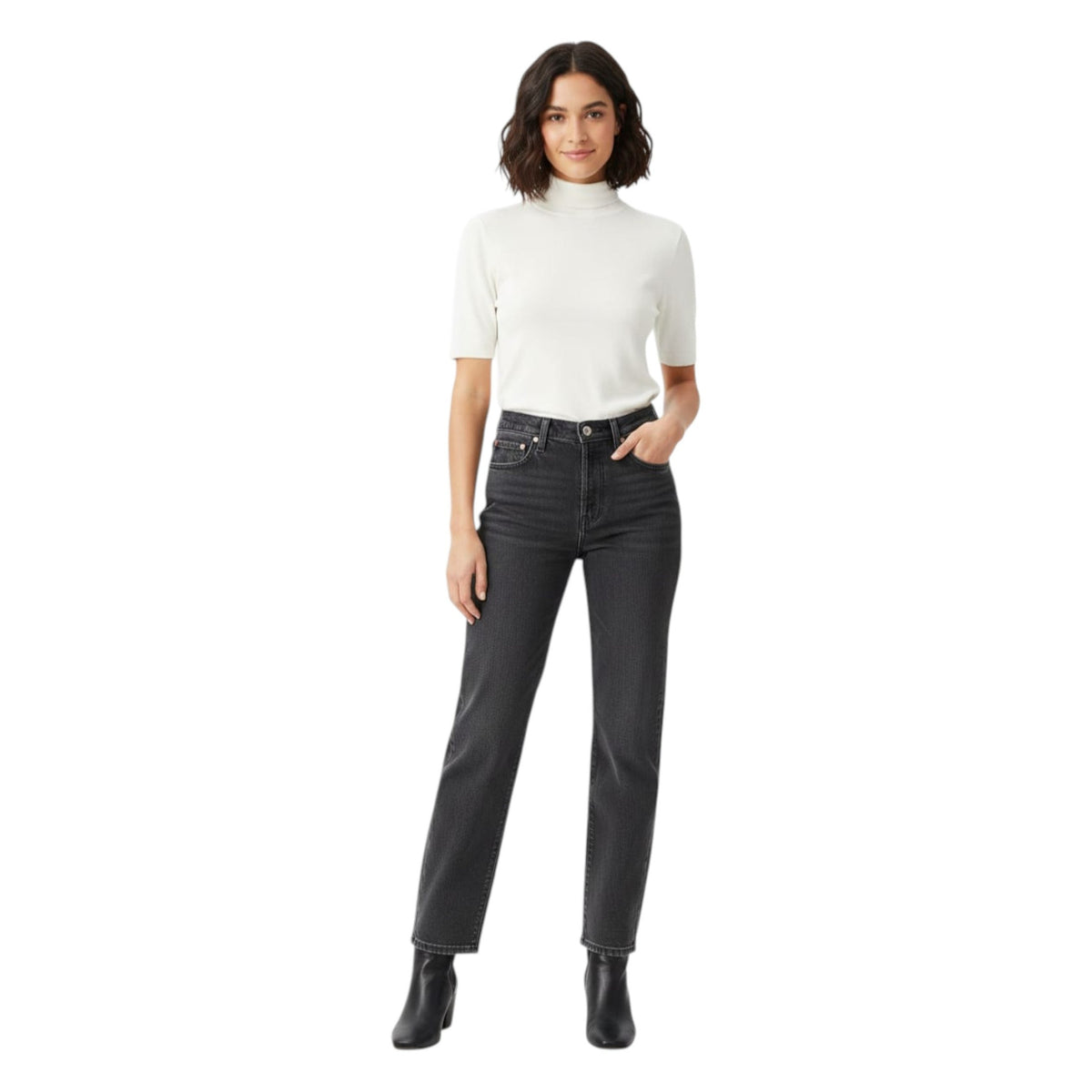 Women's Plain Solid Jeans,Dark Grey