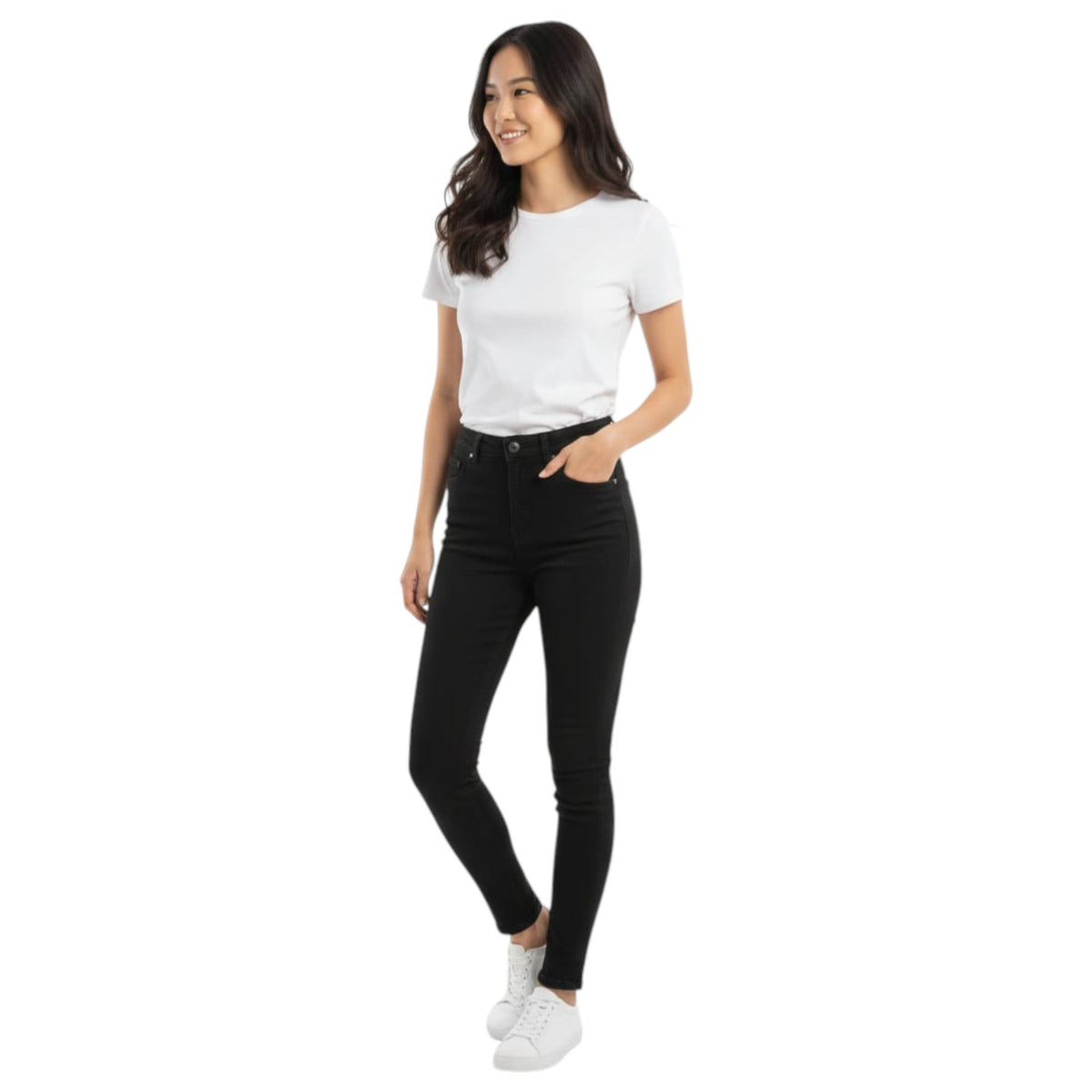 Women's Plain Solid Jeans,Black