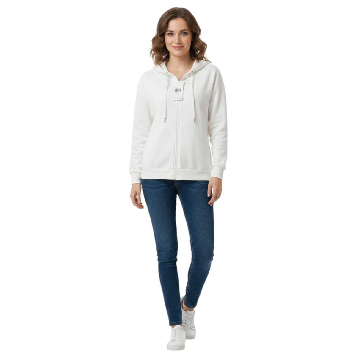 Women's Plain Solid Hoodie,White