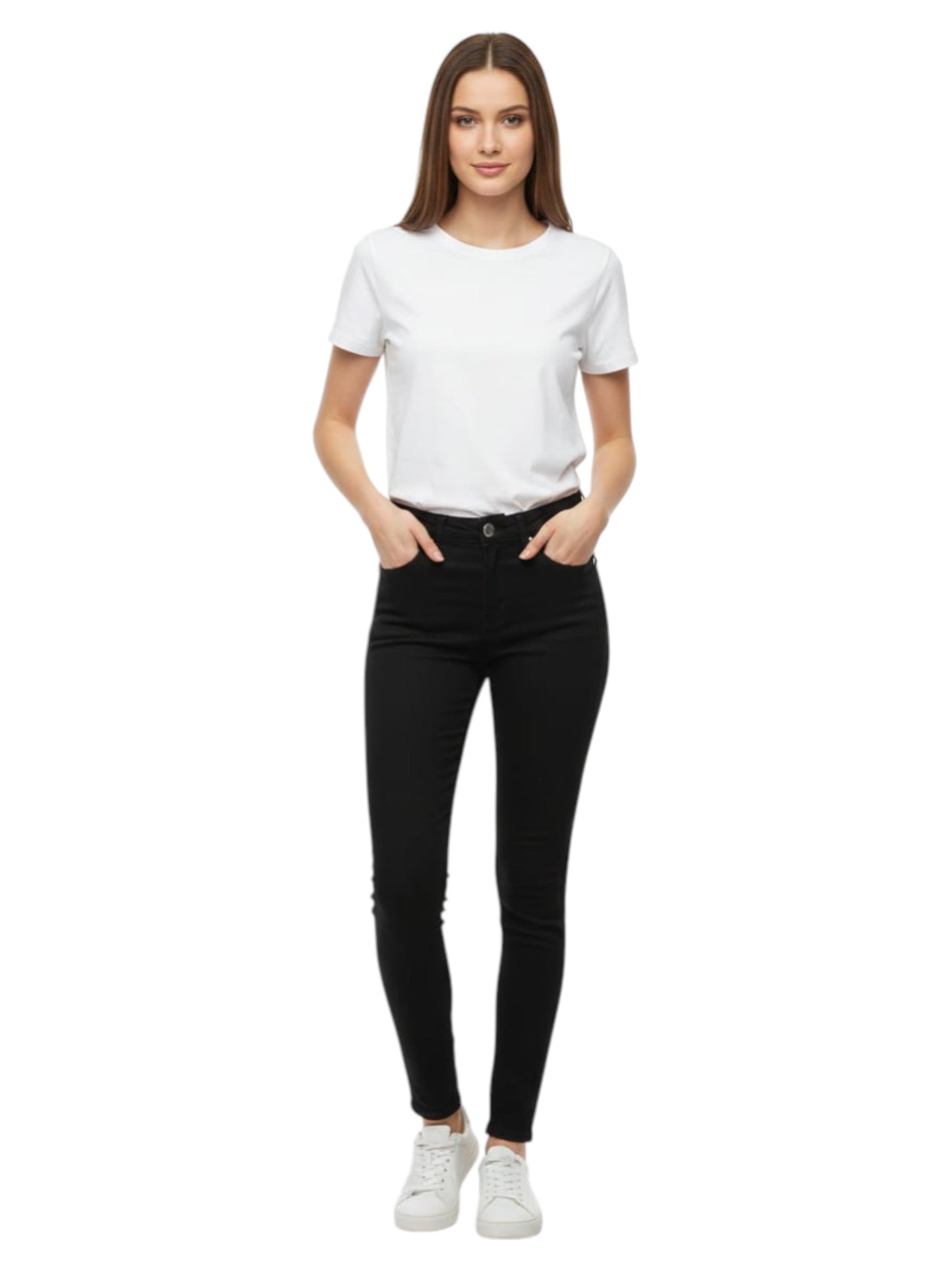 Women's Plain Solid Jeans,Black