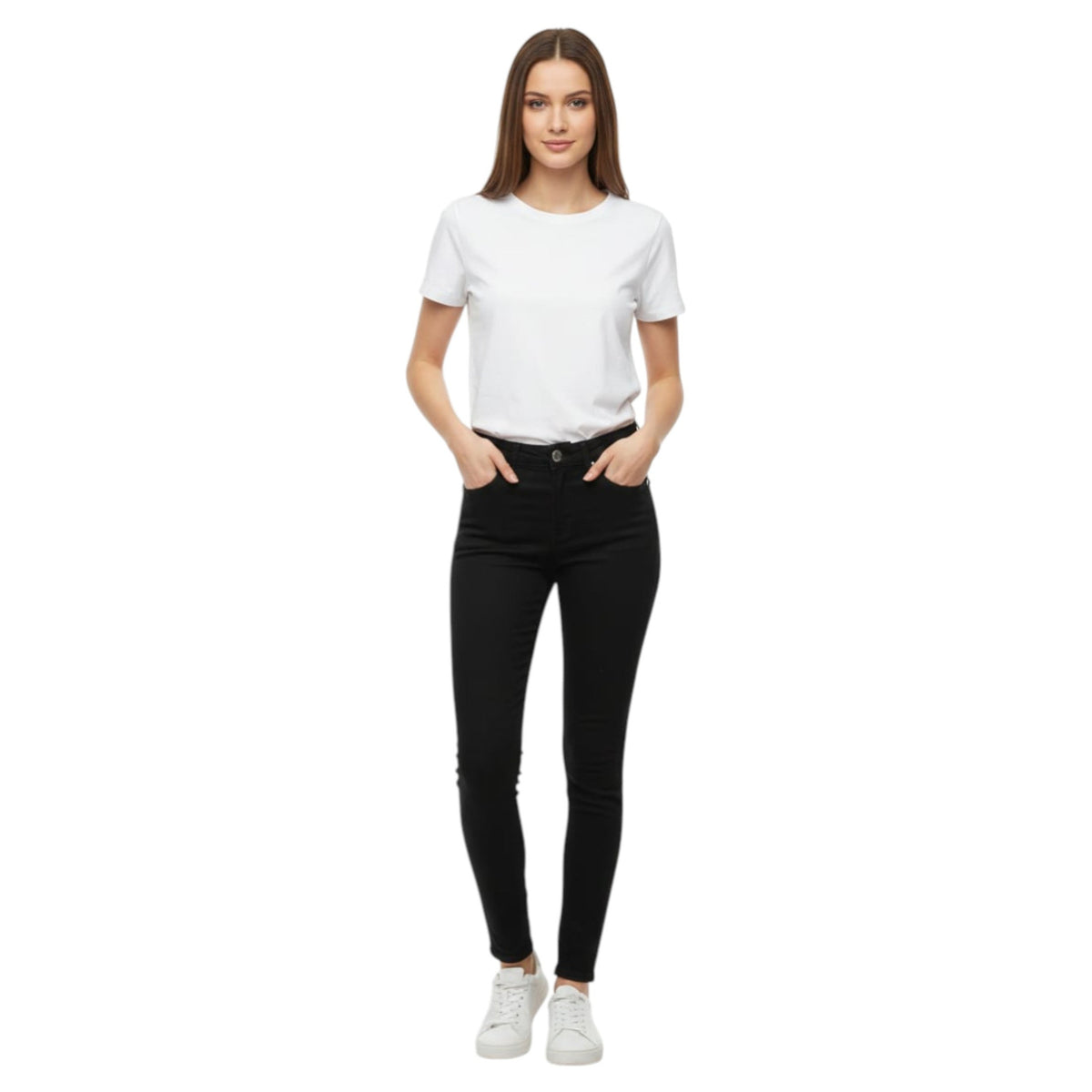 Women's Plain Solid Jeans,Black