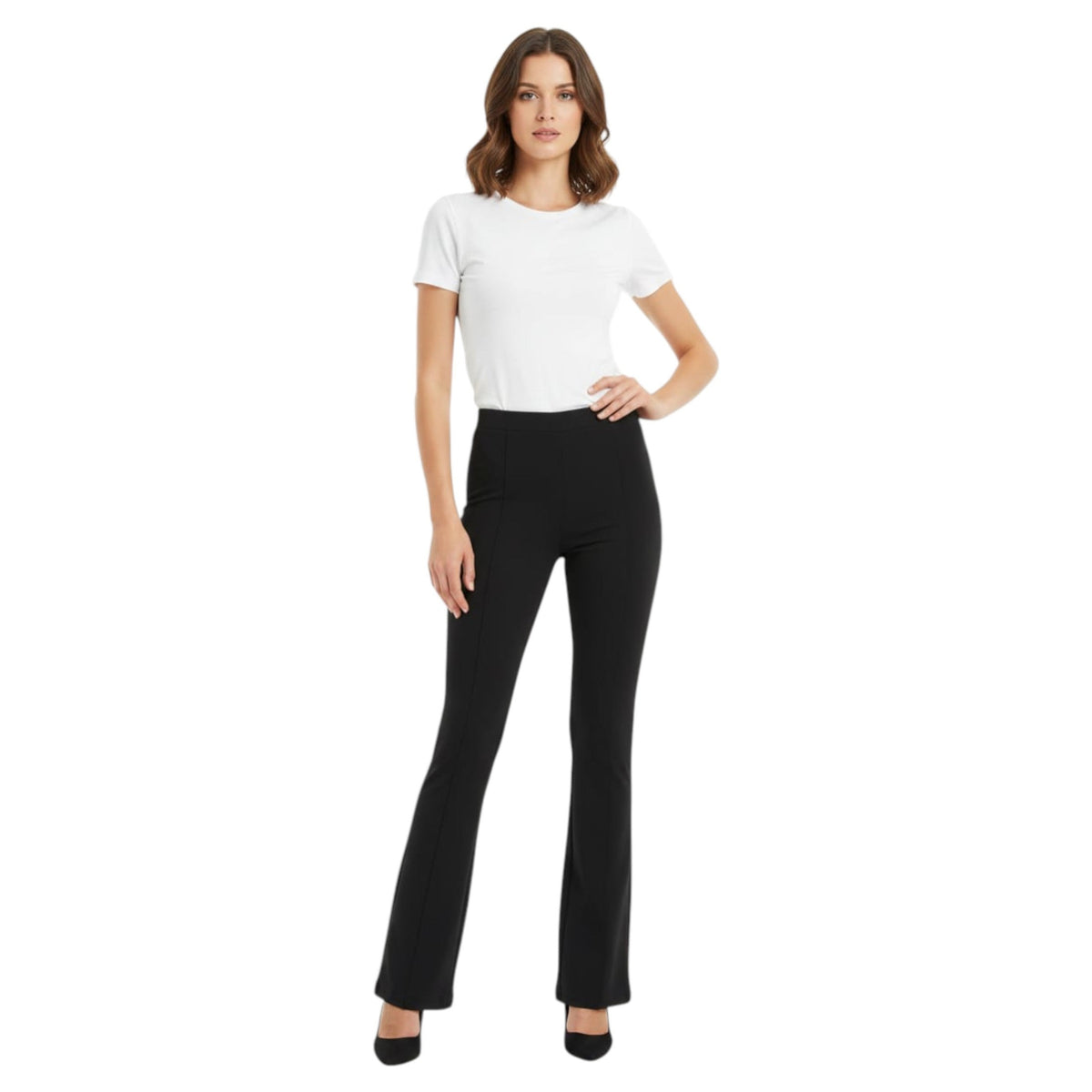 Women's Plain Solid Pant,Black
