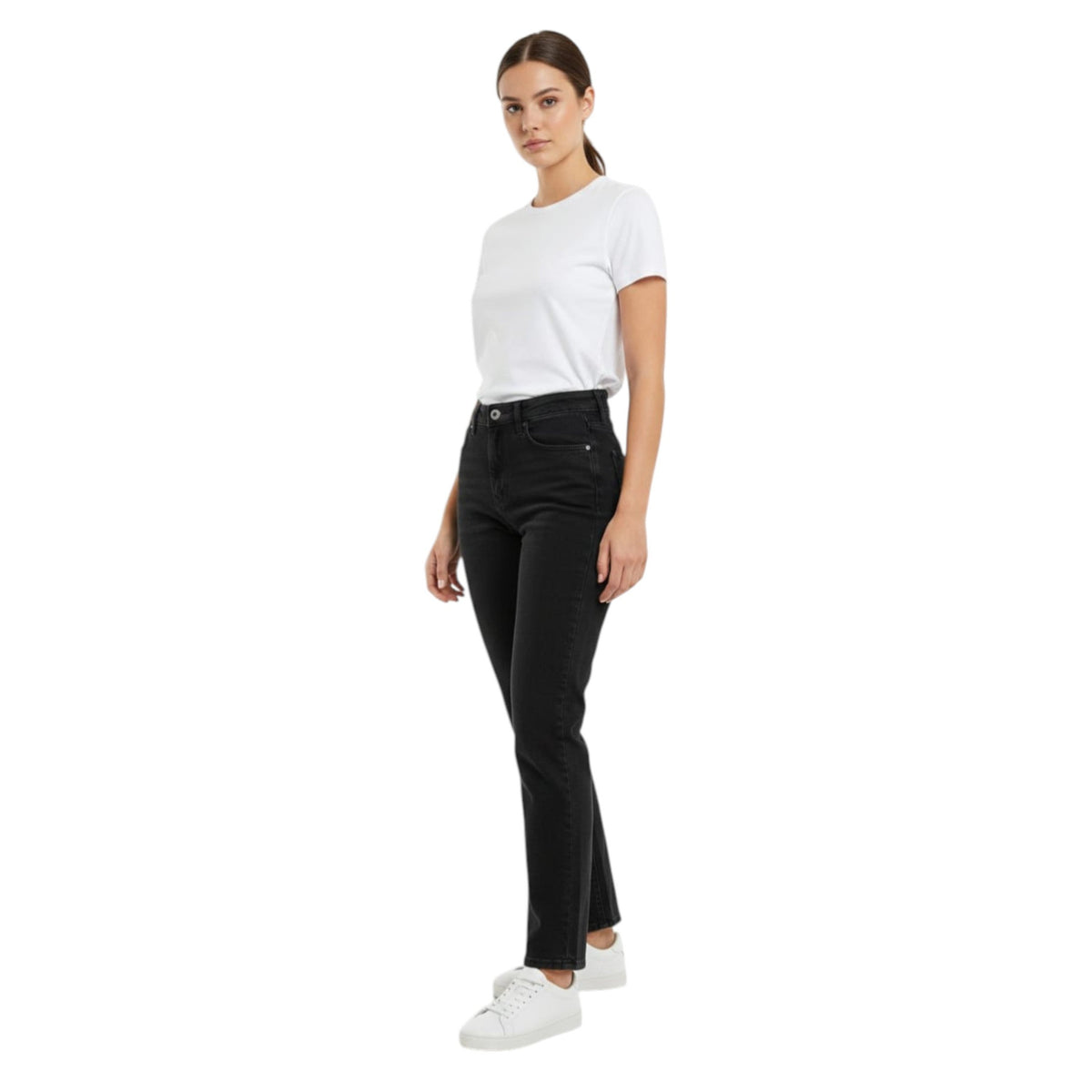 Women's Plain Solid Jeans,Black