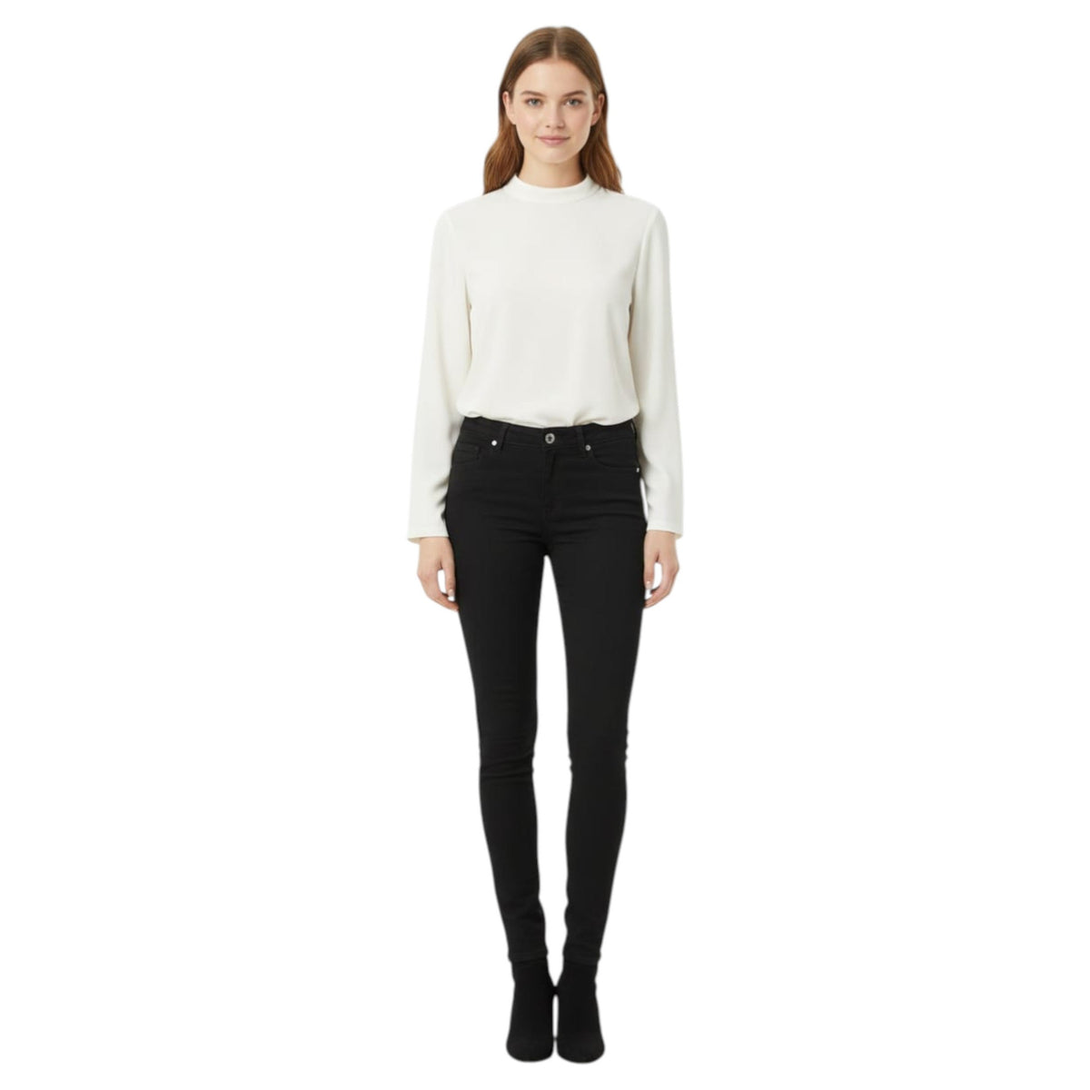 Women's Plain Solid Jeans,Black
