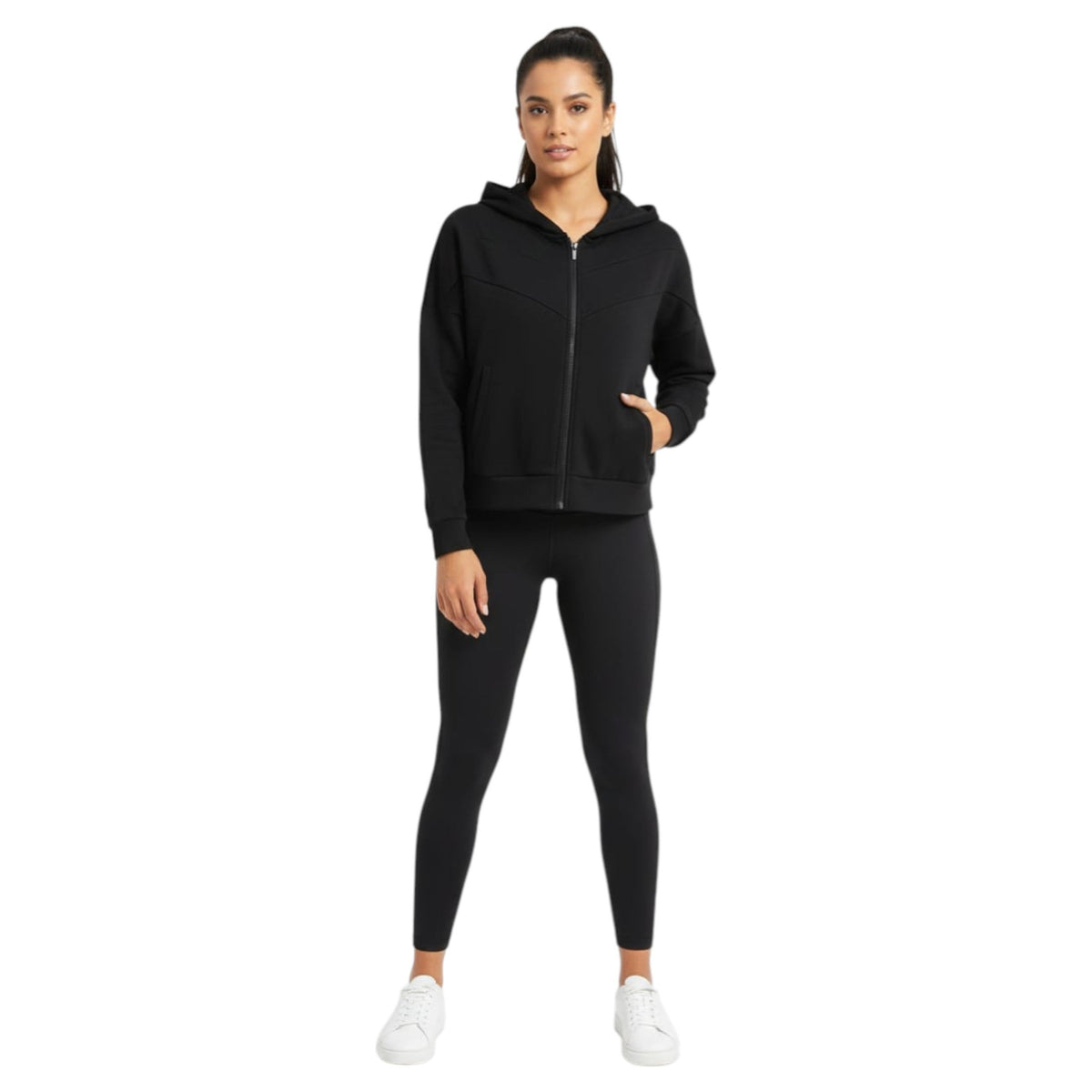 Women's Plain Solid Hoodie,Black