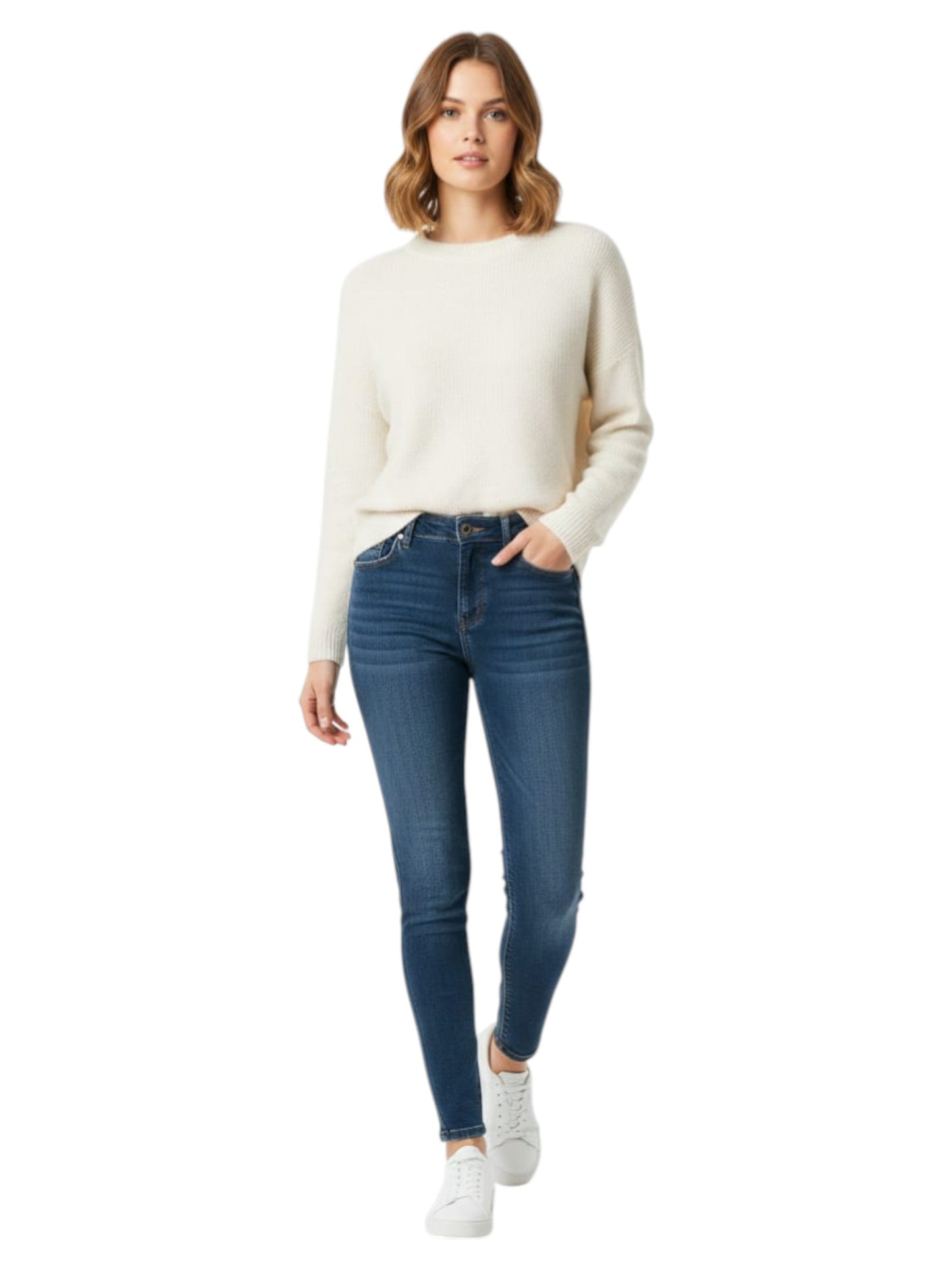 Women's Washed Jeans,Navy