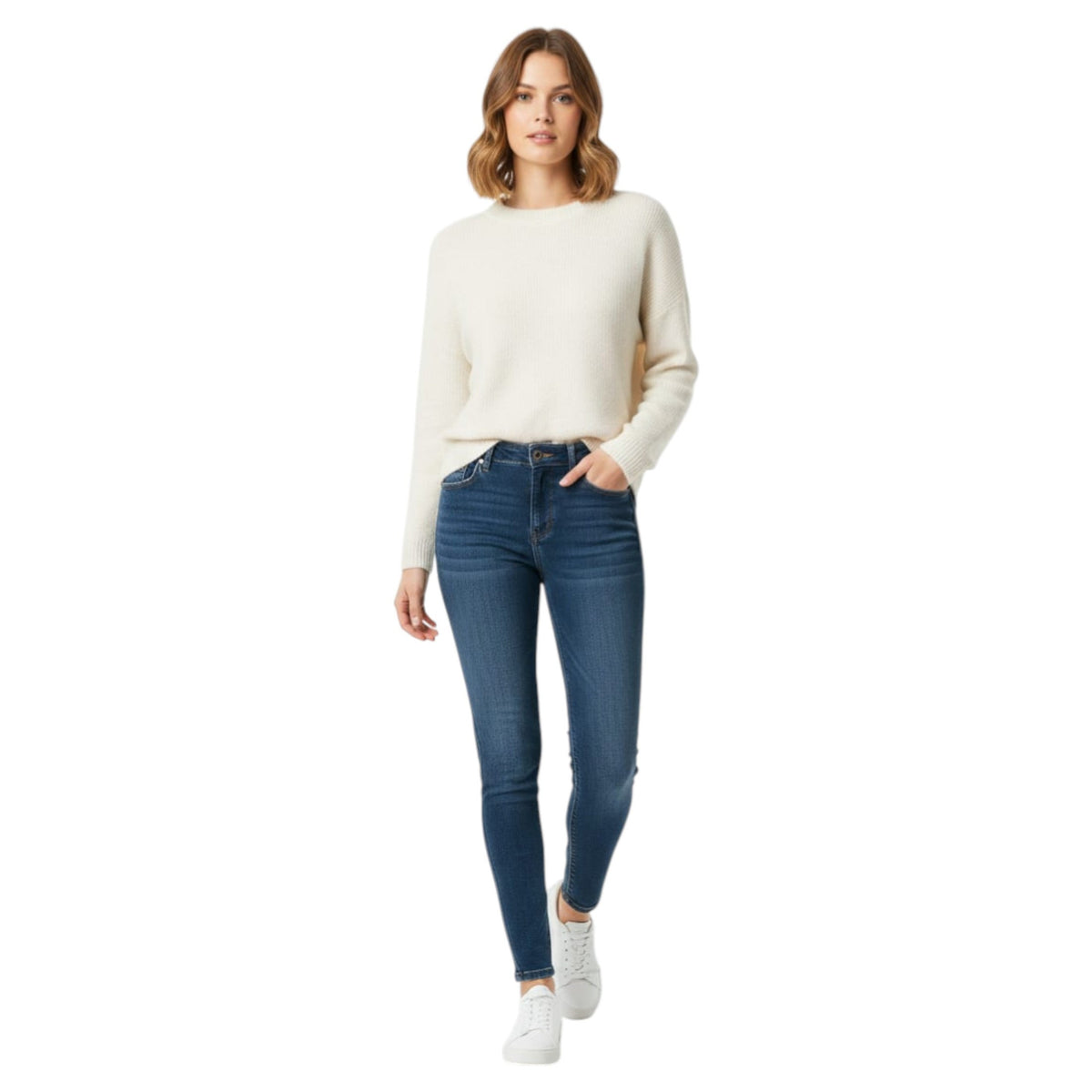 Women's Washed Jeans,Navy
