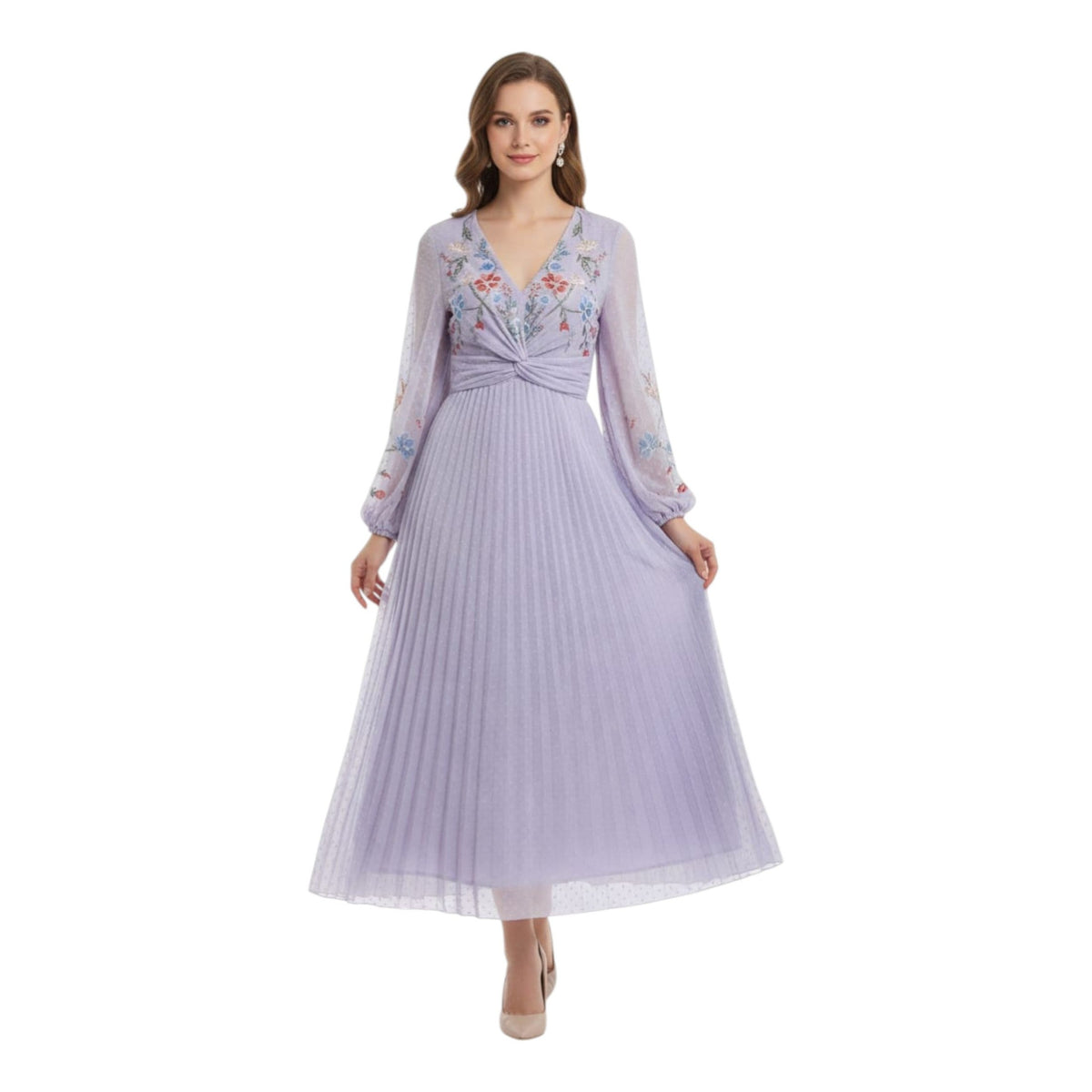 Women's Floral Printed Dress,Light Purple