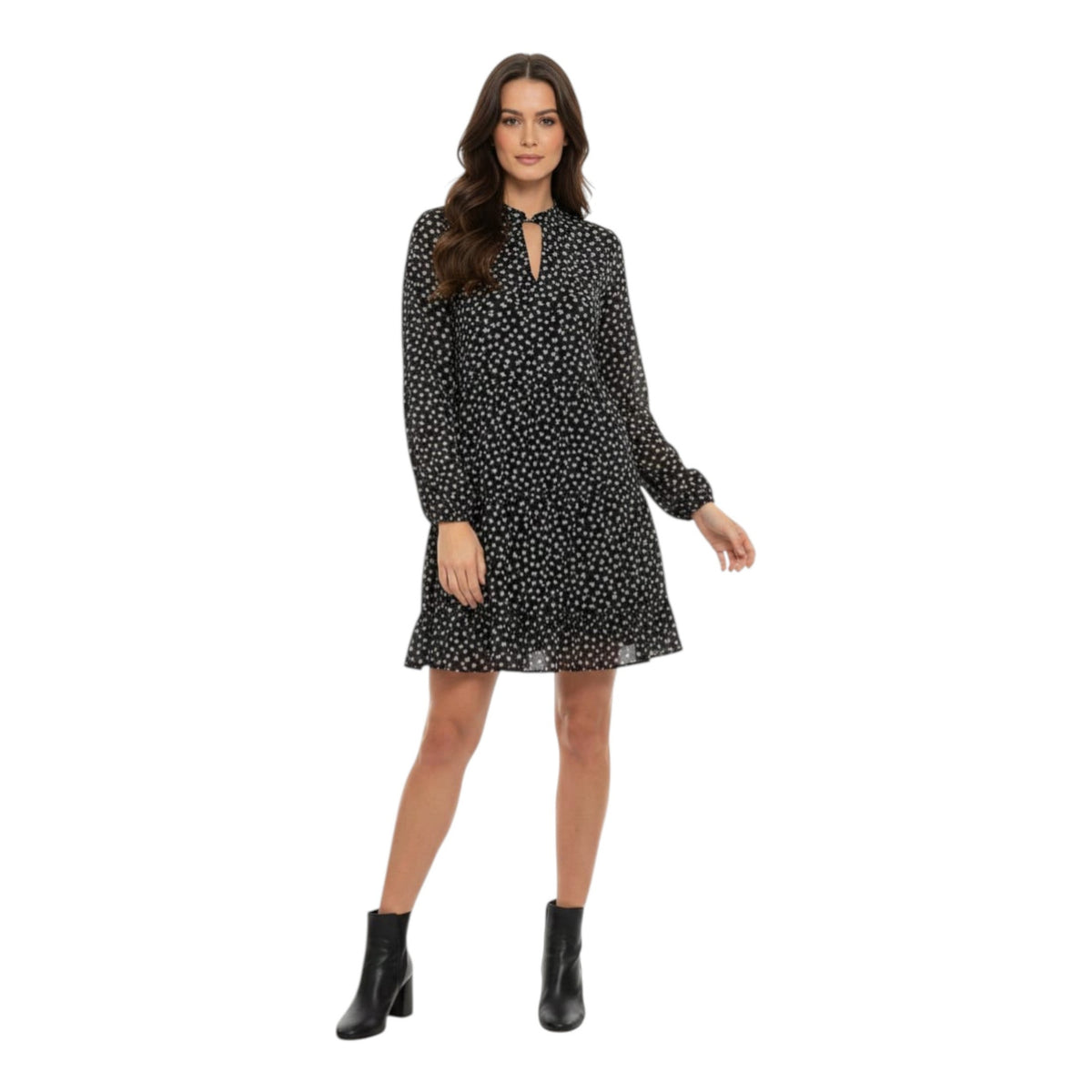 Women's Floral Printed Dress,Black
