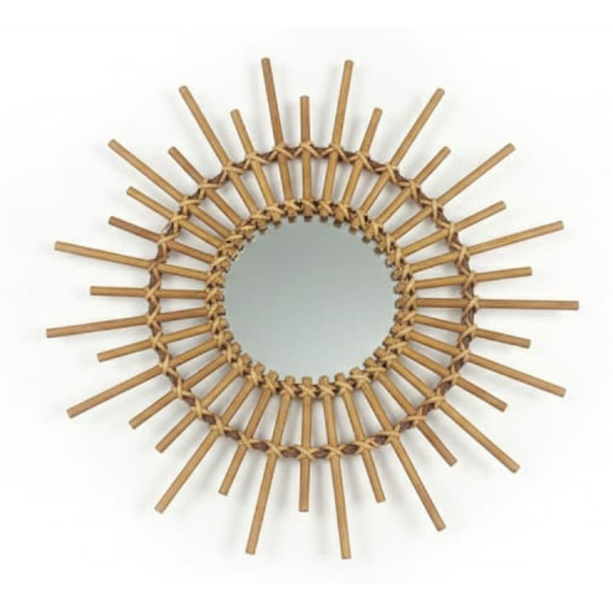 Wooden Rattan Mirror