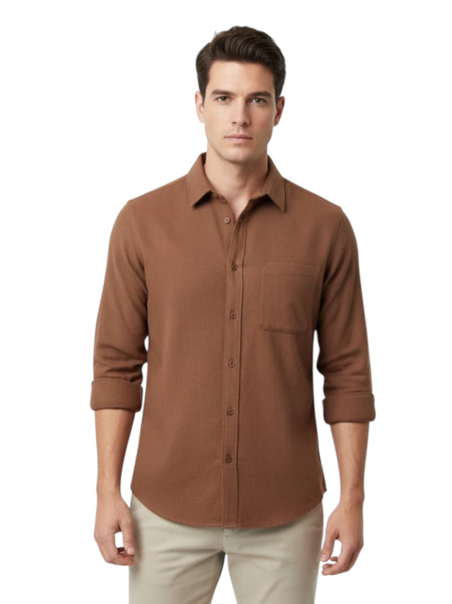 Men's Textured Dress Shirt,Brown