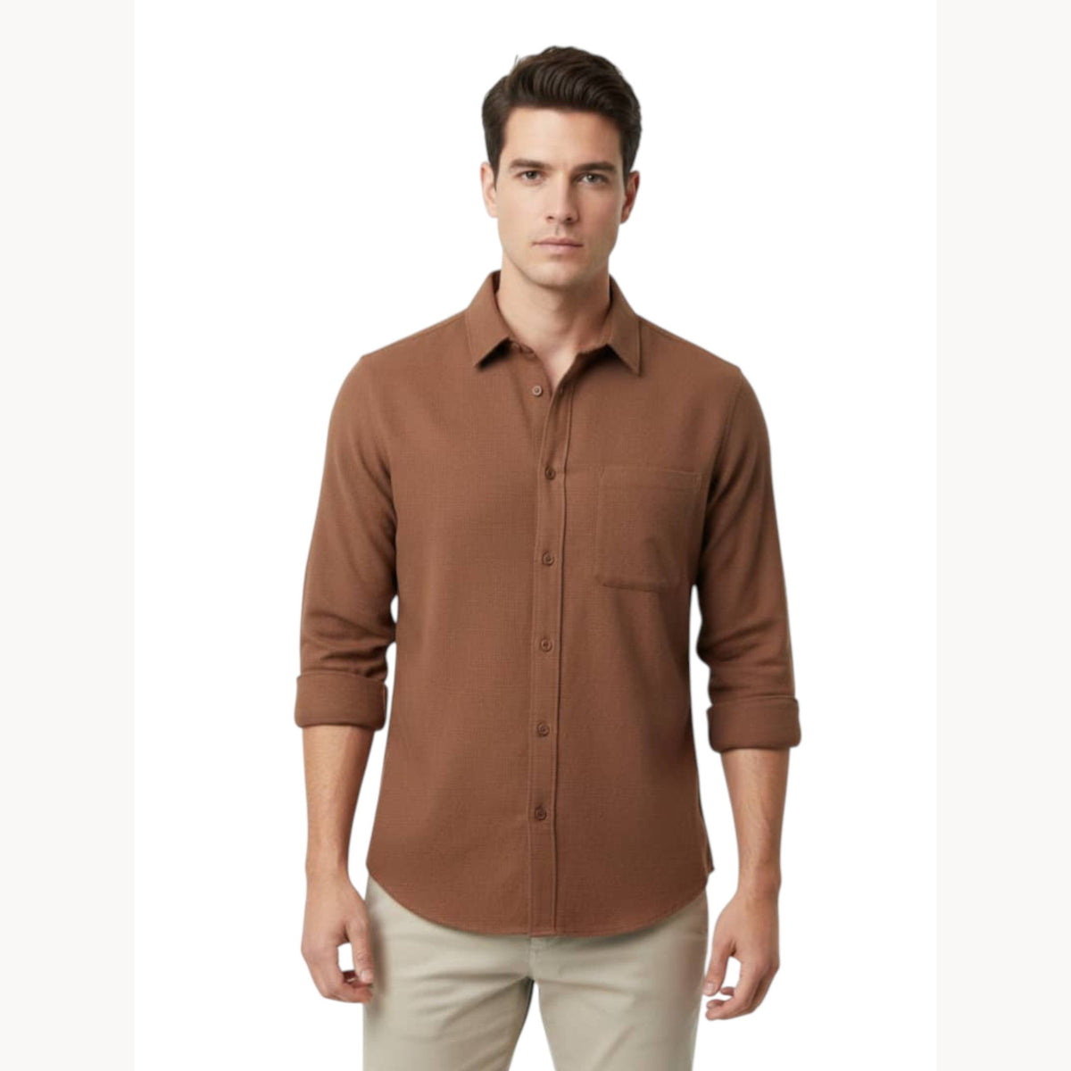 Men's Textured Dress Shirt,Brown