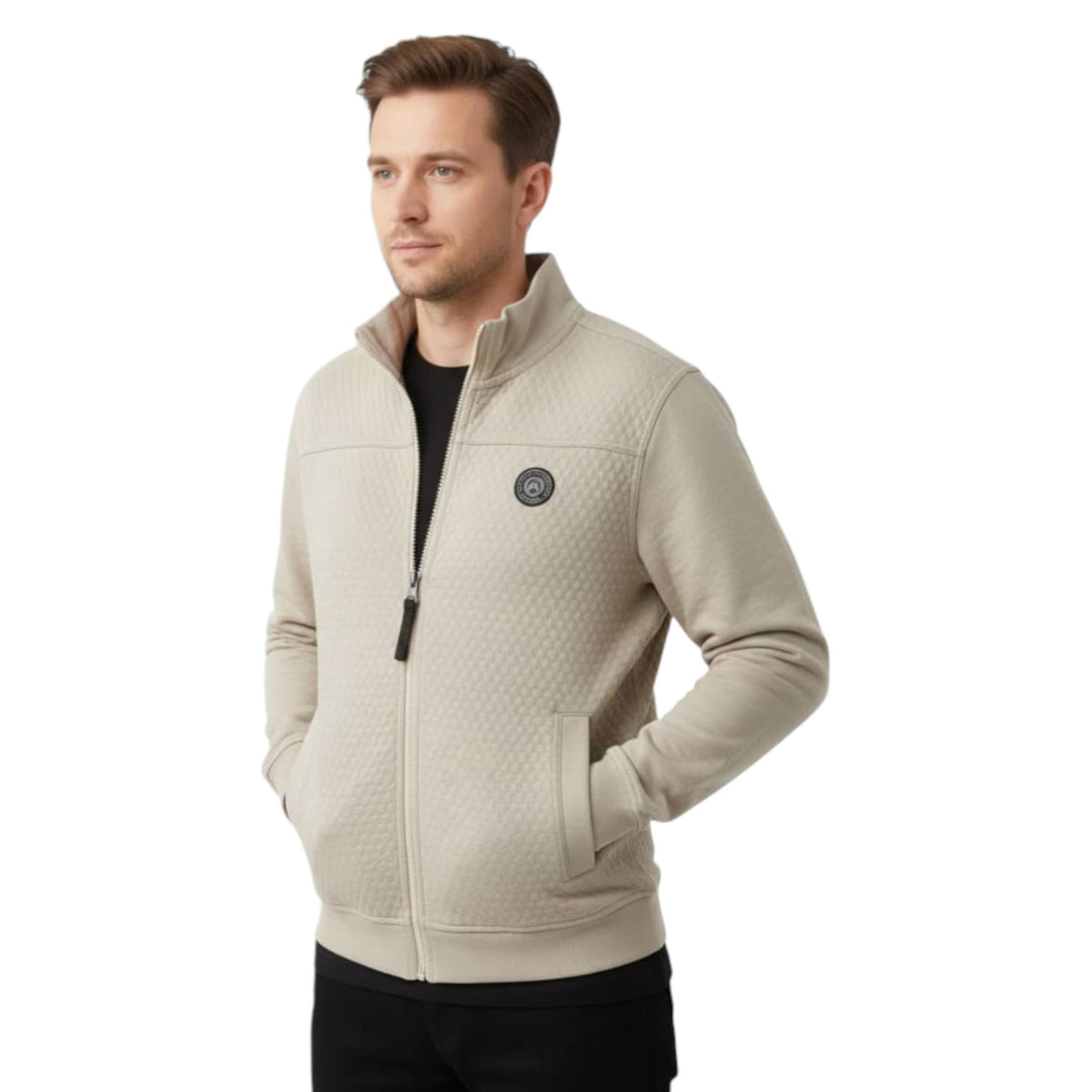 Men's Plain Solid Jacket,Light Beige