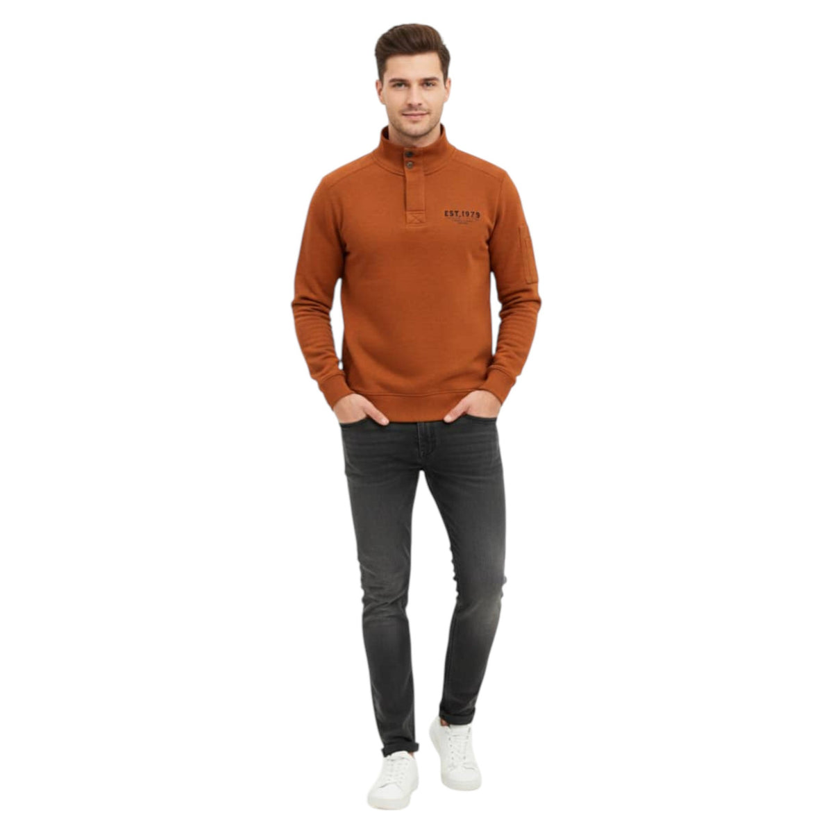 Men's Plain Solid Sweaters,Brown
