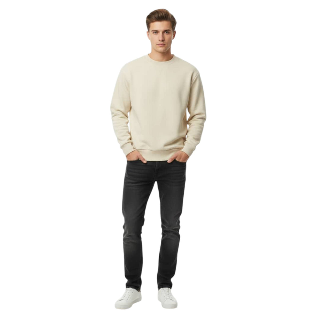 Men's Plain Solid Sweaters,Light Beige