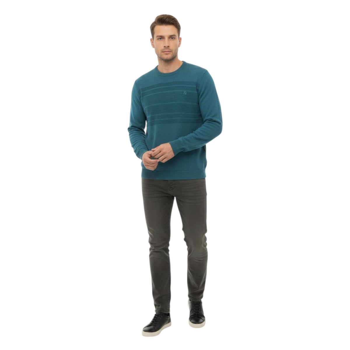 Men's Textured Sweaters,Dark turquoise