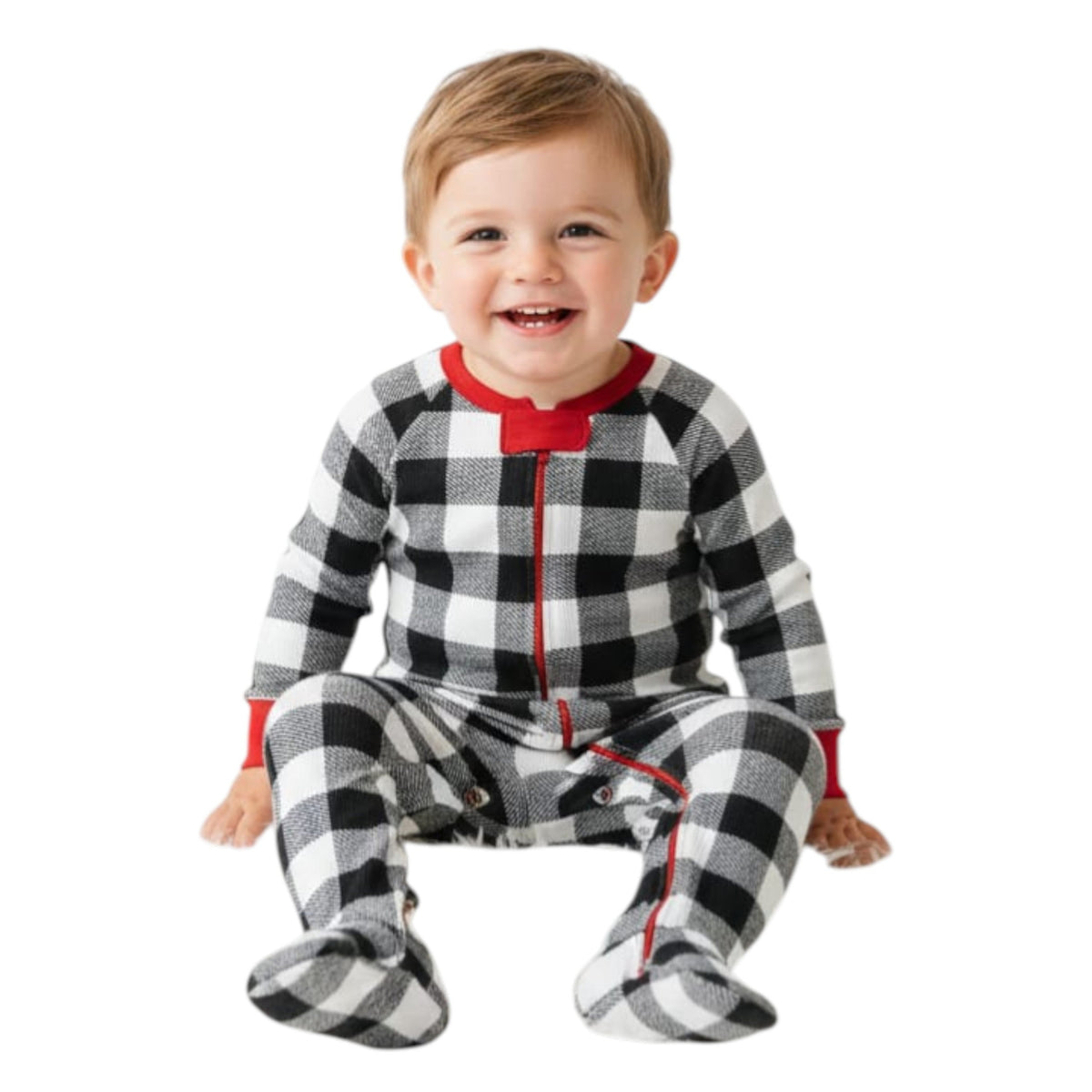Kids Boy's Plaid Jumpsuit,Black/White