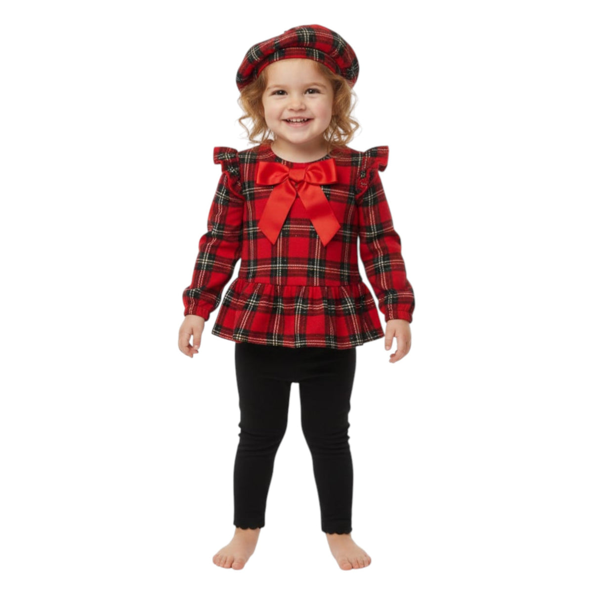 Kids Girl's Plaid Set Top & Pant,Red