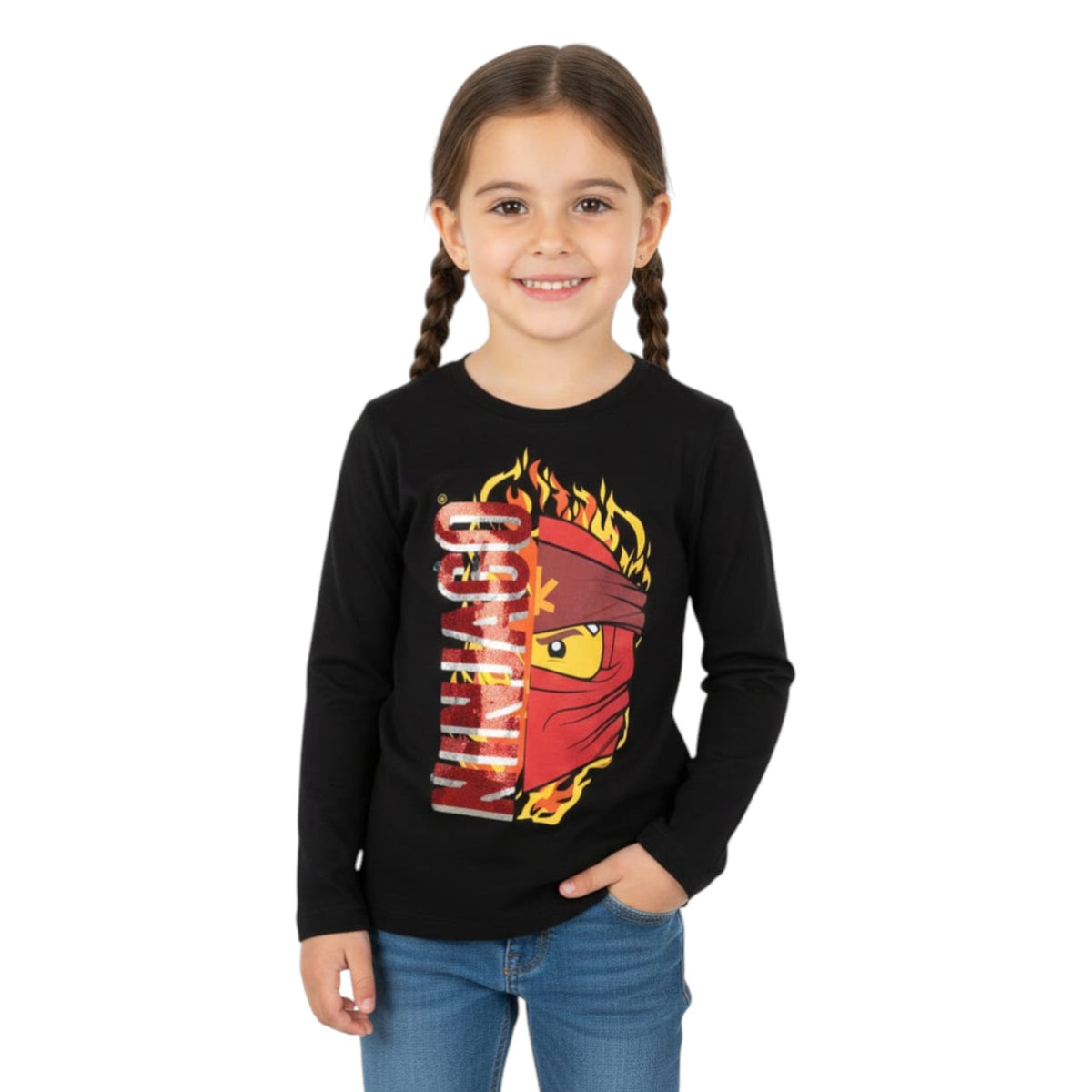 Kids Girl's Graphic Printed Top,Black