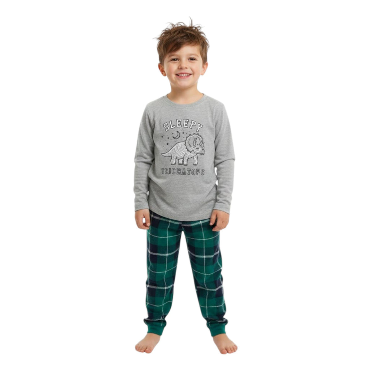 Kids Boy's Printed Pajama Set,Grey