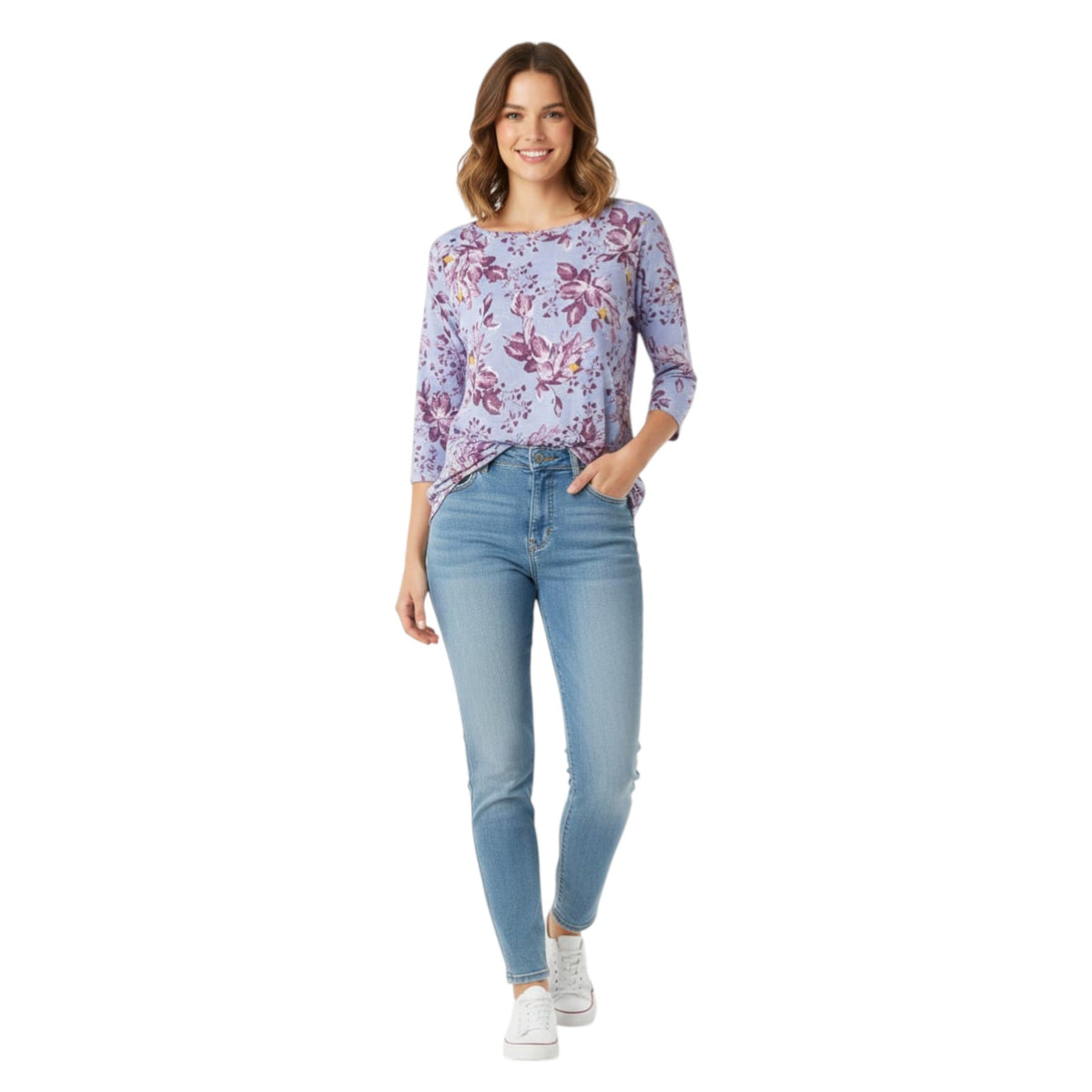 Women's Flora Printed Top,Purple