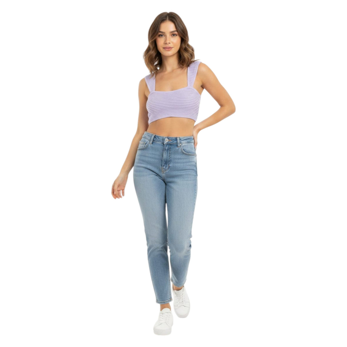 Women's Ribbed Crop Top,Purple