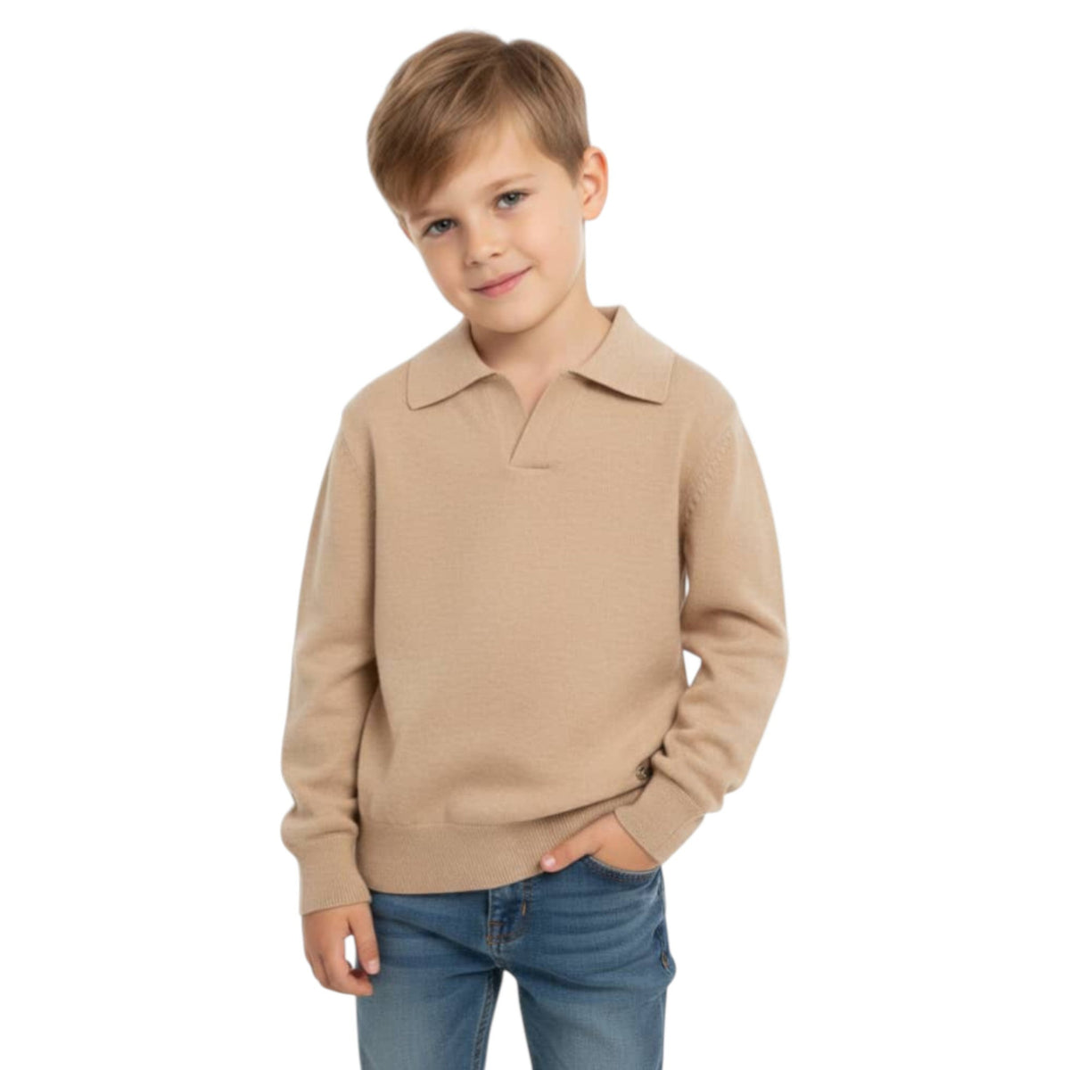 Kids Boy's Plain Solid Top,Beige