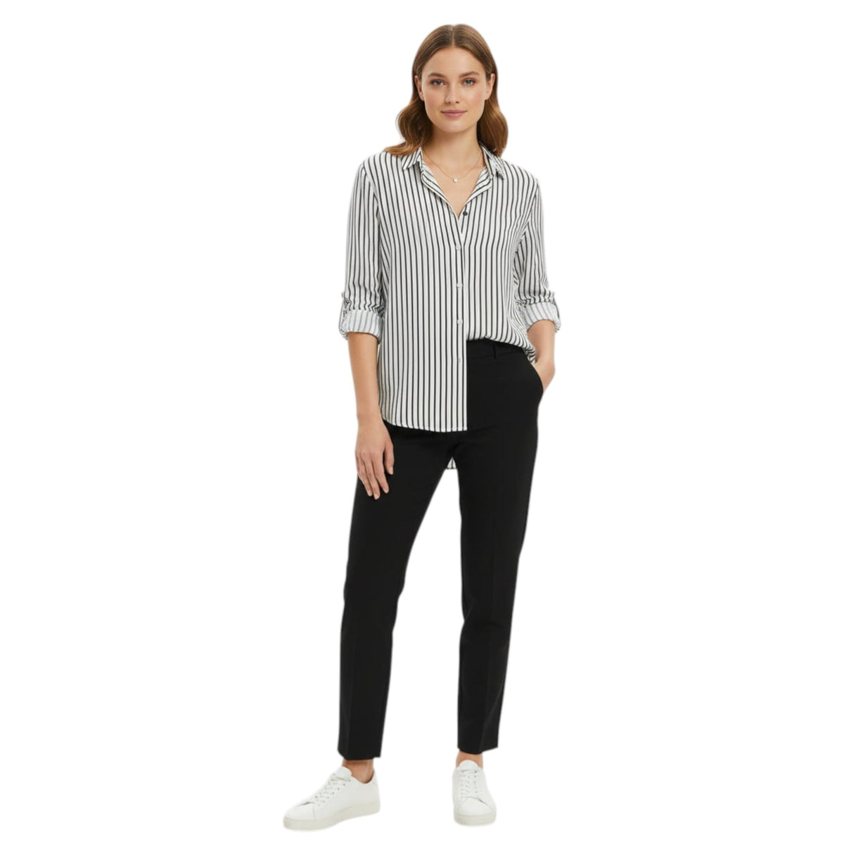 Womens Striped Chemise,White/Black