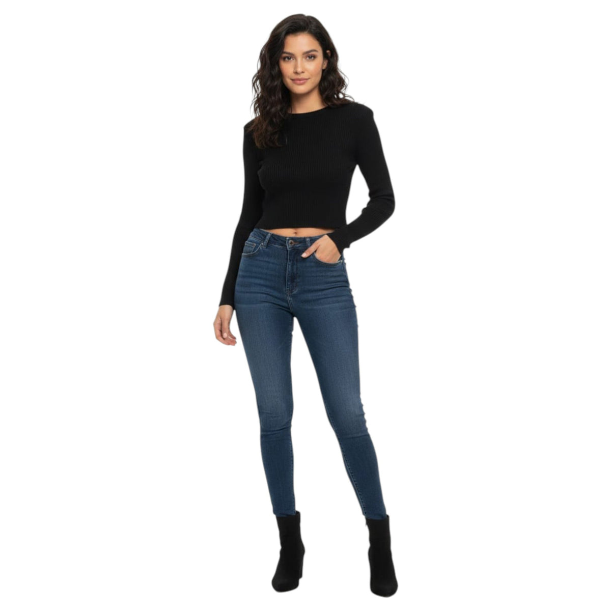 Women's Ribbed Top,Black