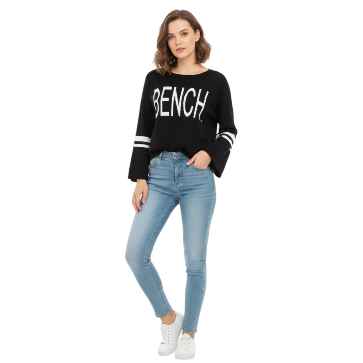 Women's Brand Logo Printed Top,Black