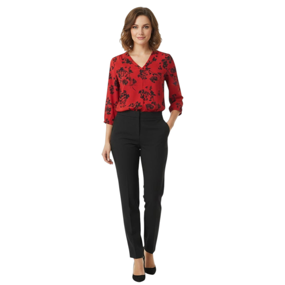 Women's Floral Printed Top,Red