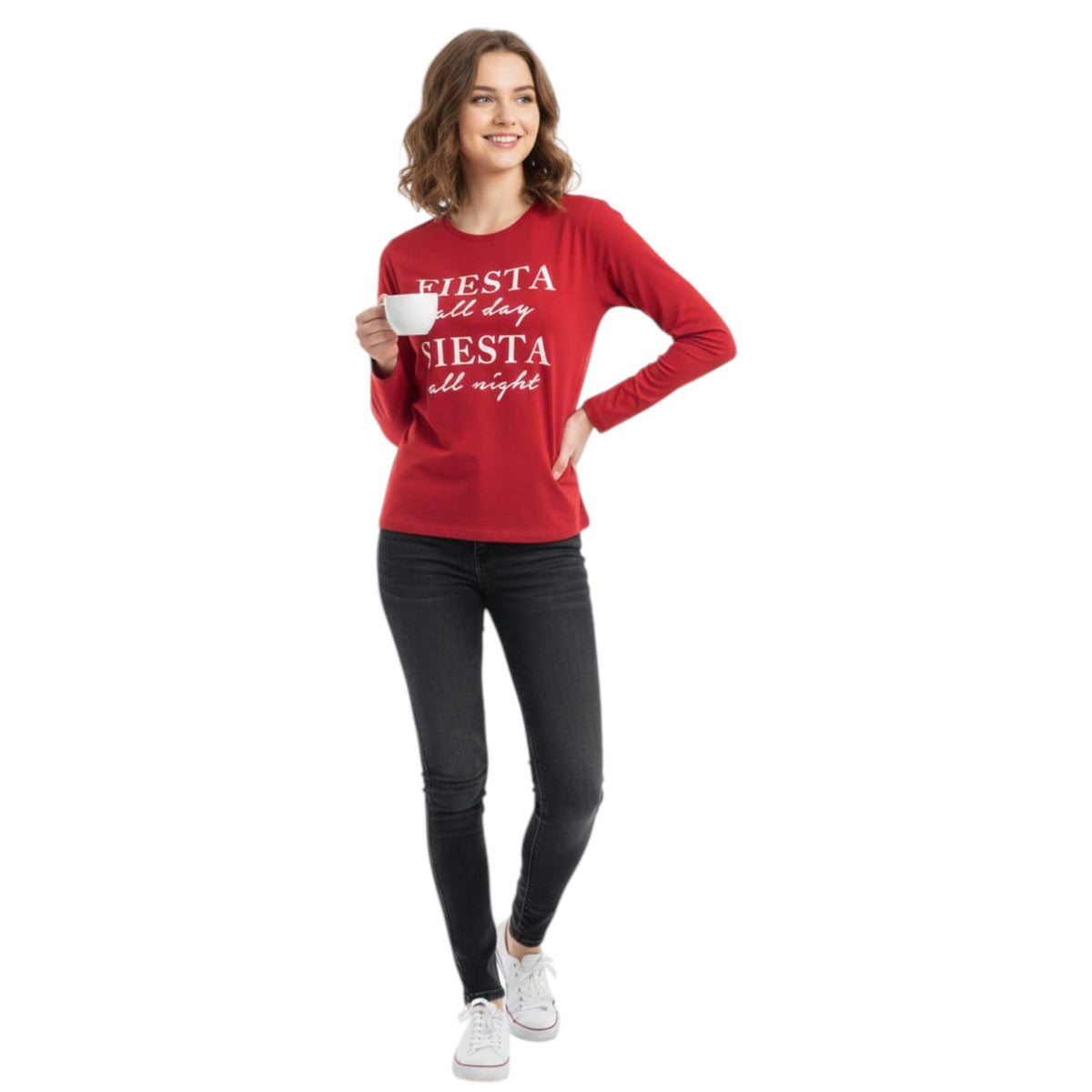 Women's Printed Casual Top,Red