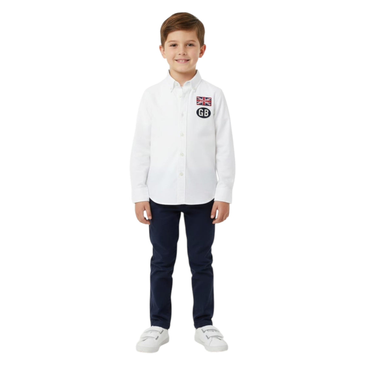 Kids Boy's Brand Logo Printed Chemise,White