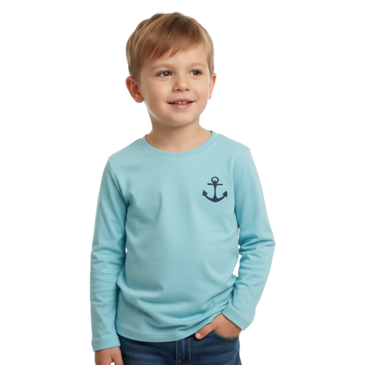 Kids Boy's Plain Solid Top,Light Blue