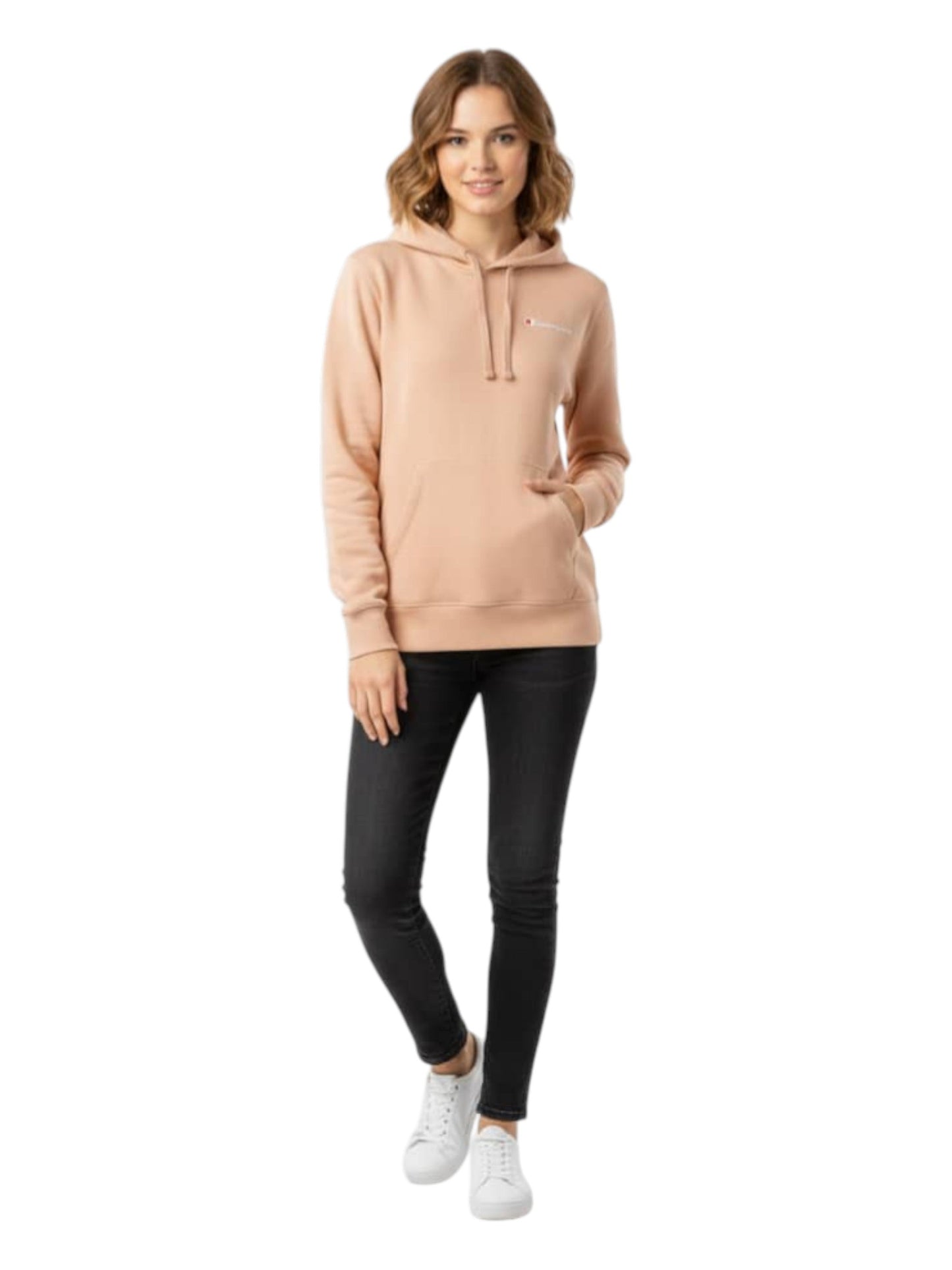 Women's Plain Solid Hoodie,Beige